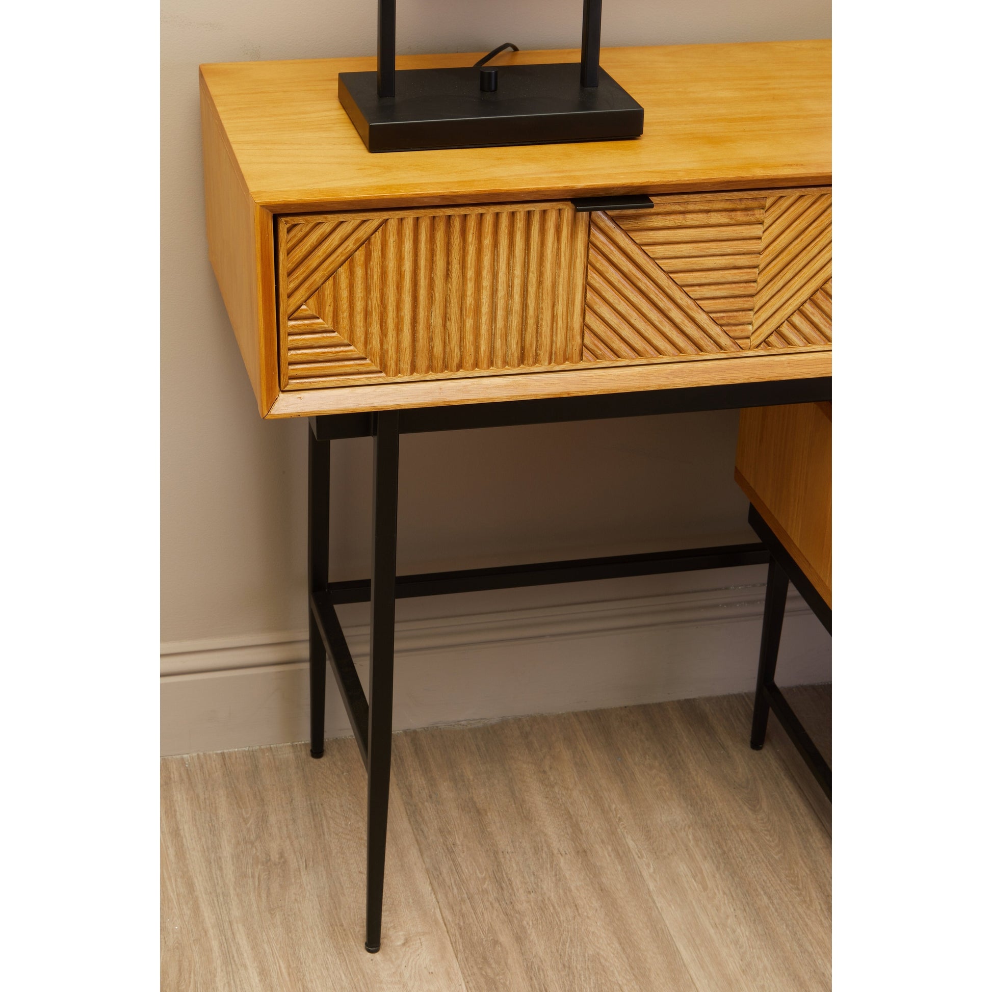 Azara Natural Finish Console Table with 2 Drawers  Nicholas John Interiors