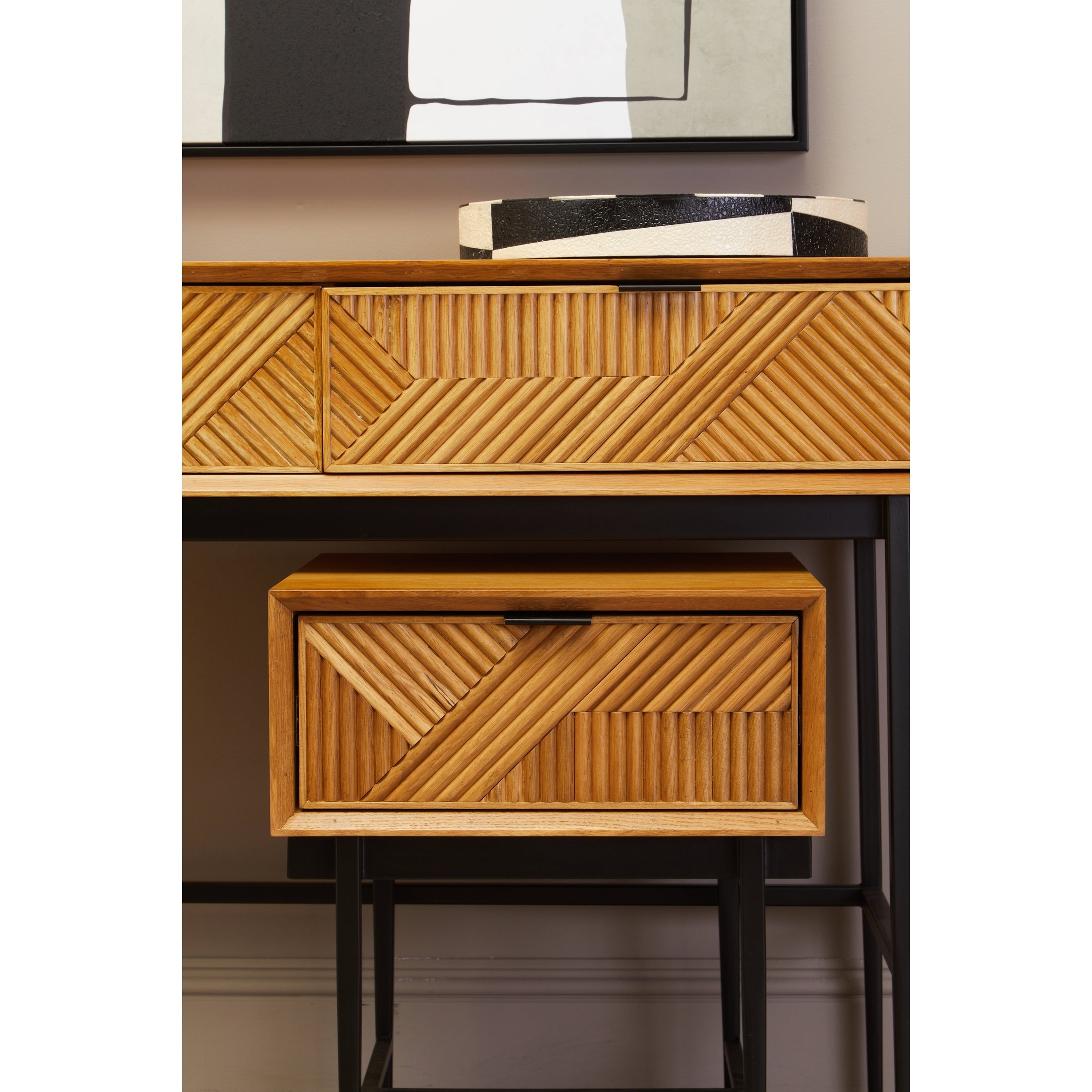 Azara Natural Finish Console Table with 2 Drawers  Nicholas John Interiors