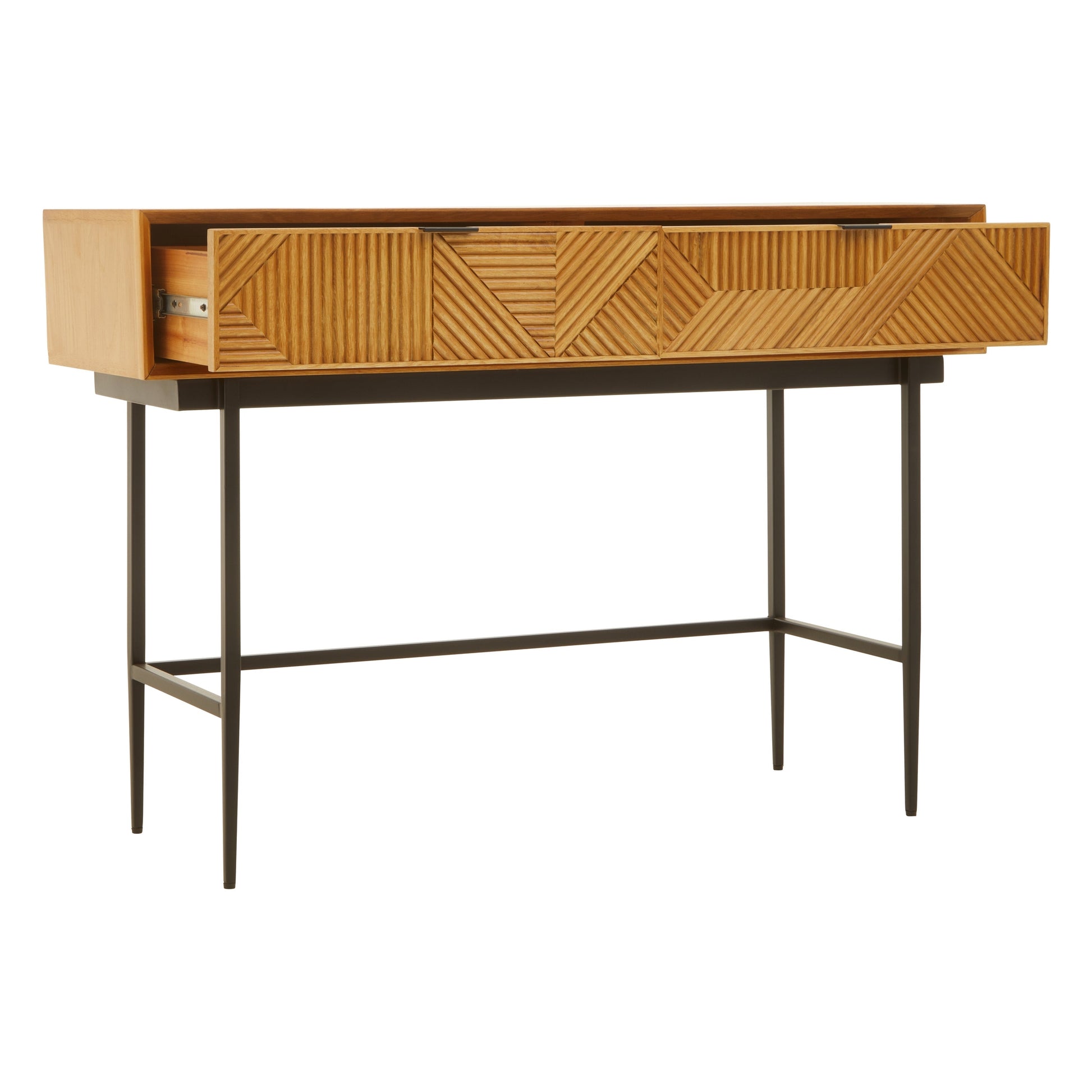 Azara Natural Finish Console Table with 2 Drawers  Nicholas John Interiors