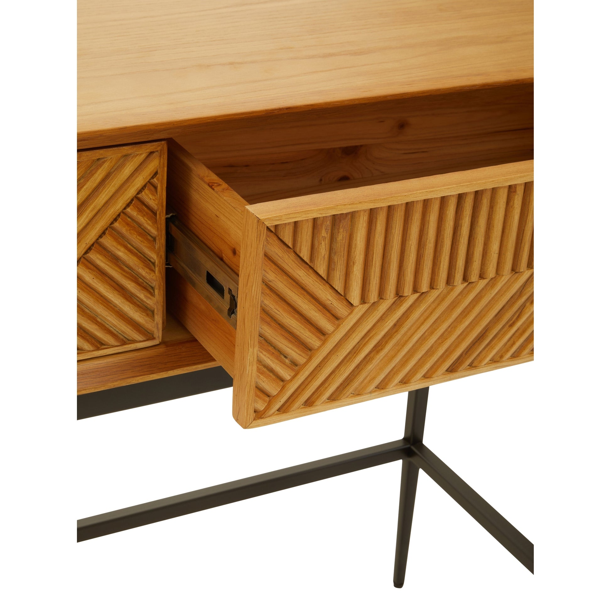 Azara Natural Finish Console Table with 2 Drawers  Nicholas John Interiors