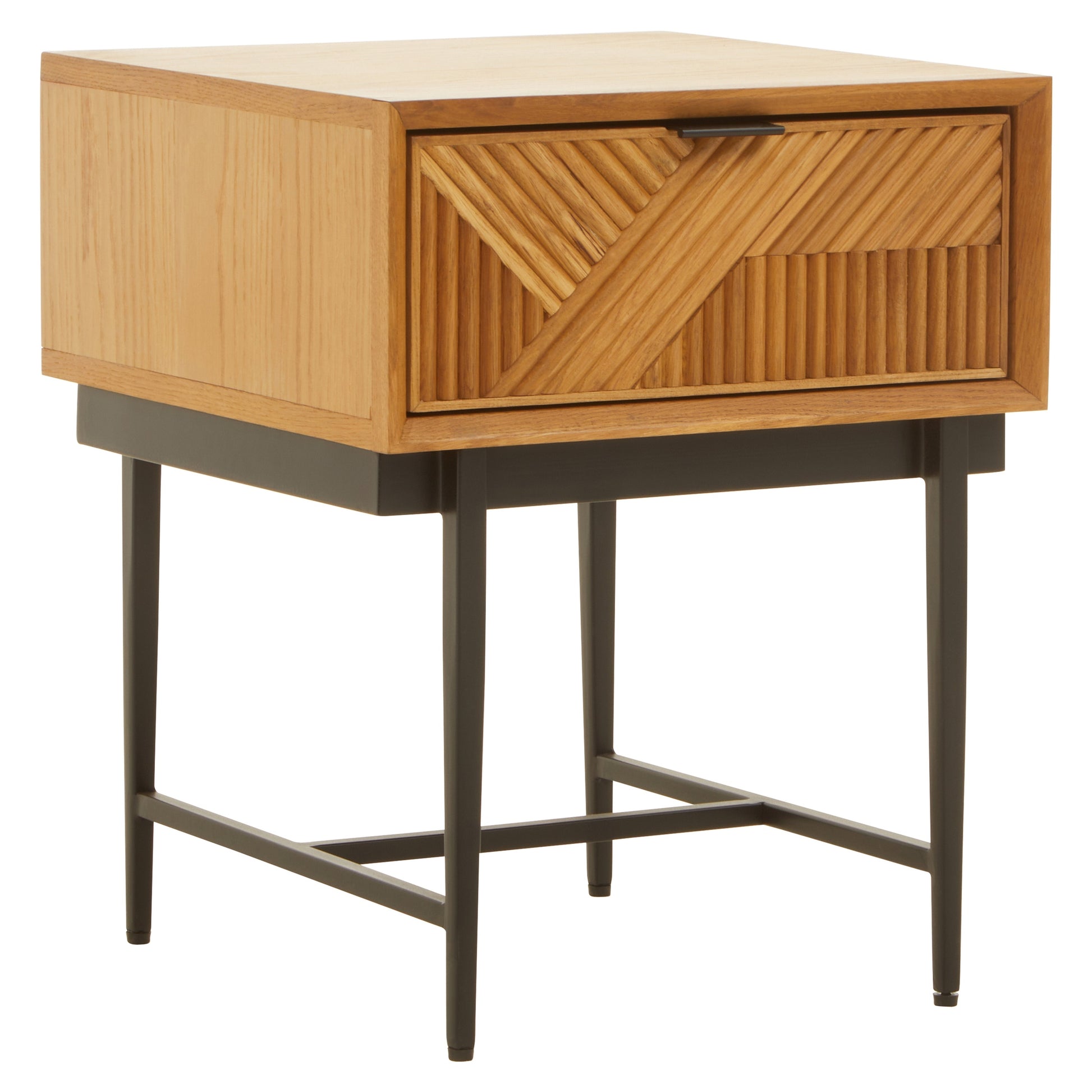 Azara Natural Finish Side Table with 1 Drawer  Nicholas John Interiors