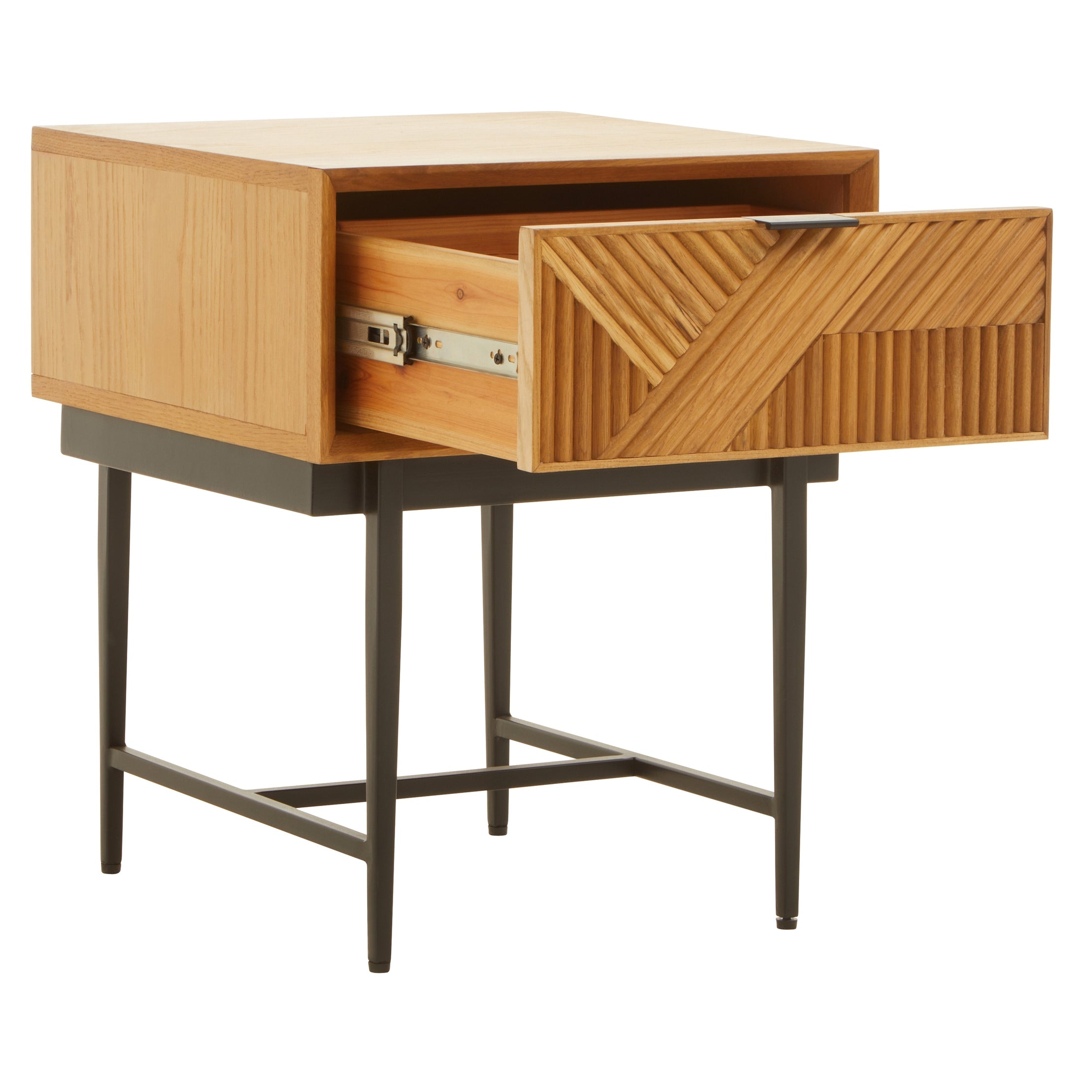 Azara Natural Finish Side Table with 1 Drawer  Nicholas John Interiors