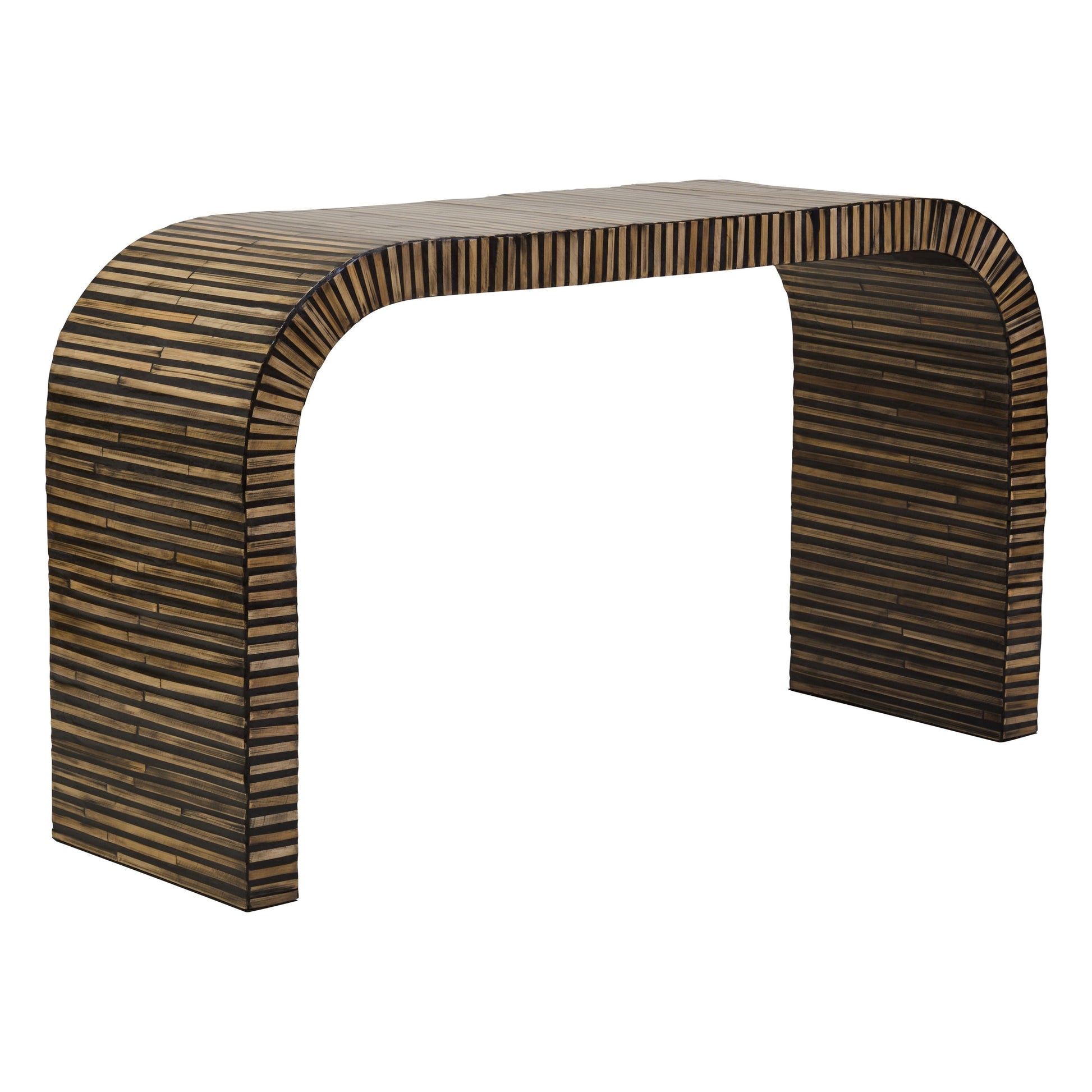 Bambrae Bamboo Inlay Curved Console Table  Nicholas John Interiors