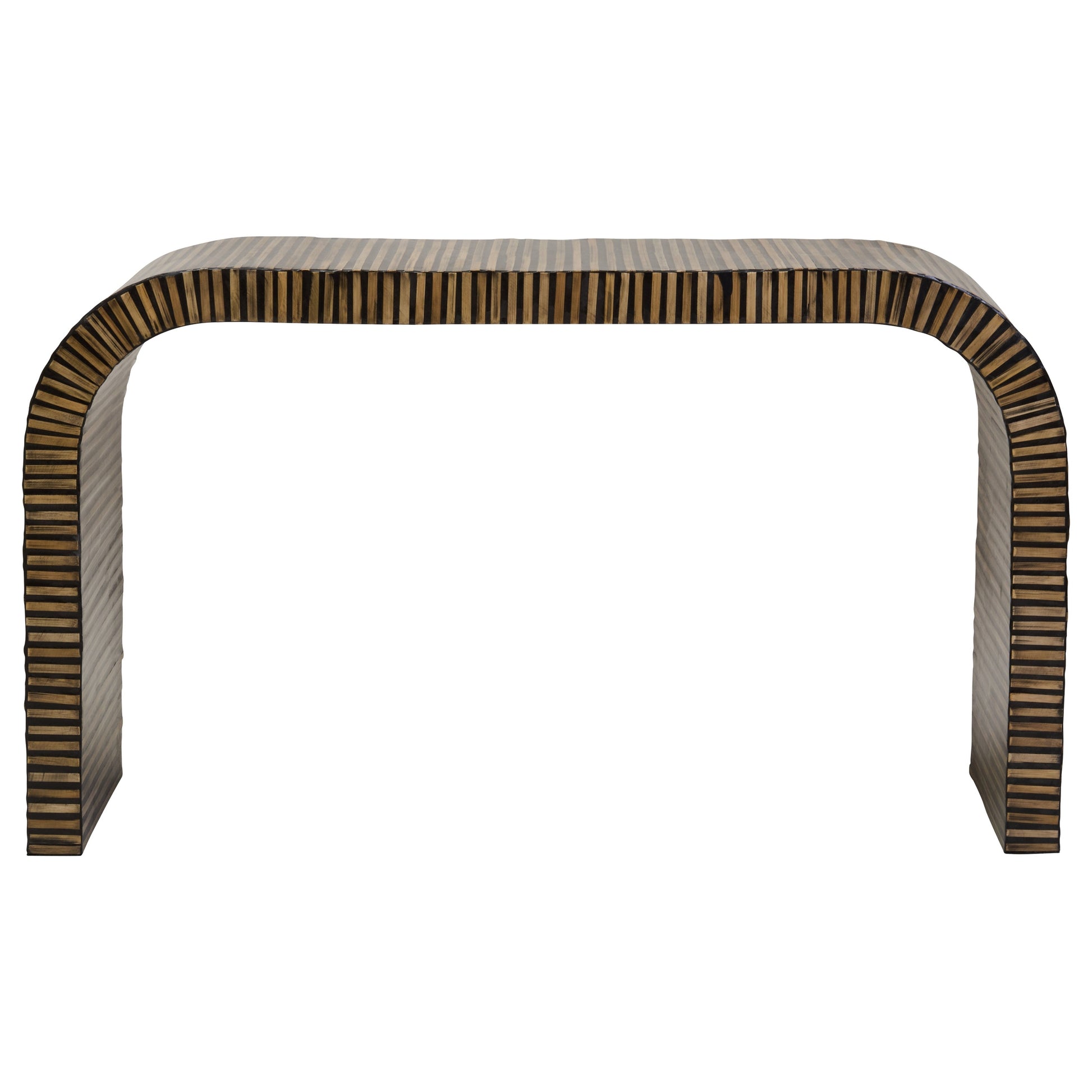 Bambrae Bamboo Inlay Curved Console Table  Nicholas John Interiors