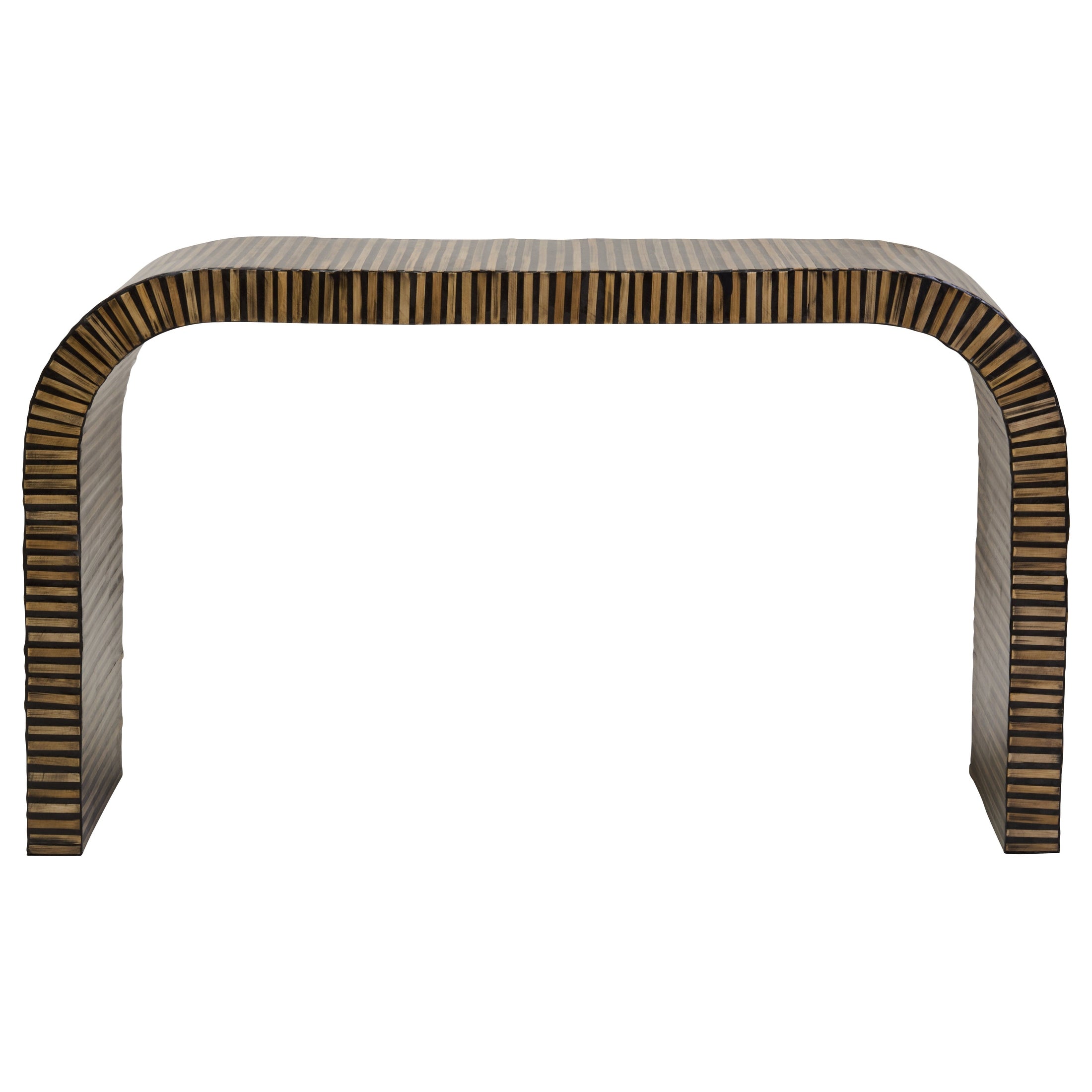 Bambrae Bamboo Inlay Curved Console Table  Nicholas John Interiors
