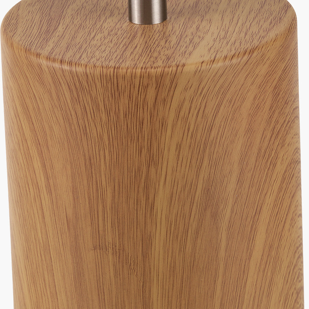 Bonham Natural Wood Veneer & Silver Metal Table Lamp  Nicholas John Interiors