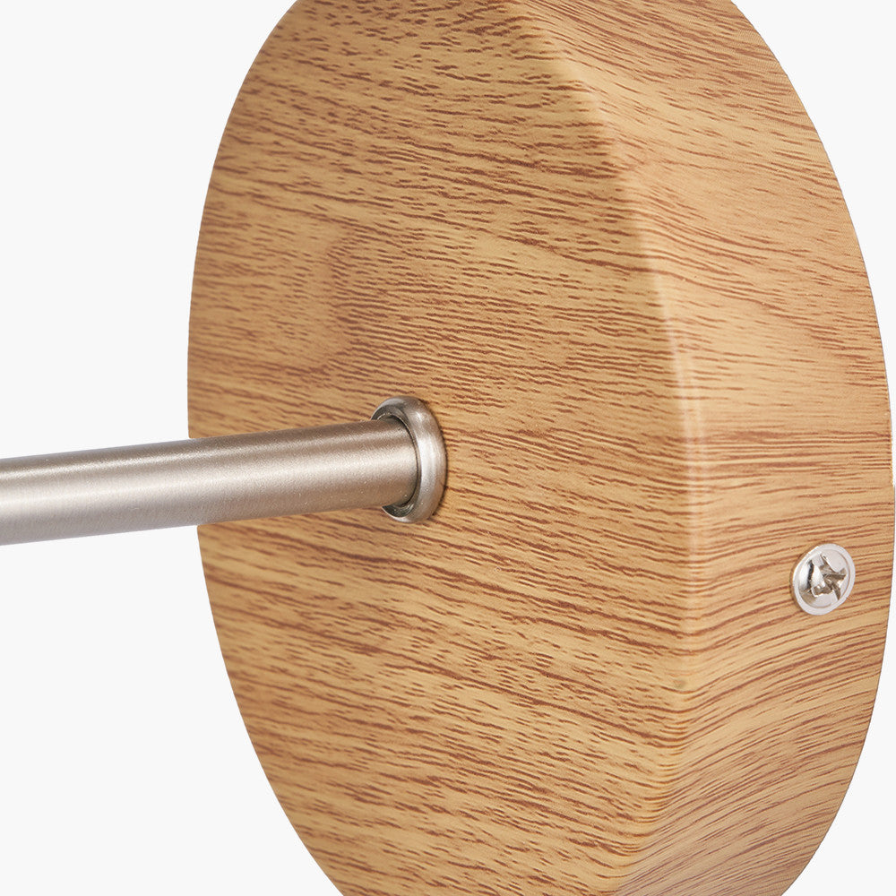 Bonham Natural Wood Veneer and Silver Metal Wall Light  Nicholas John Interiors