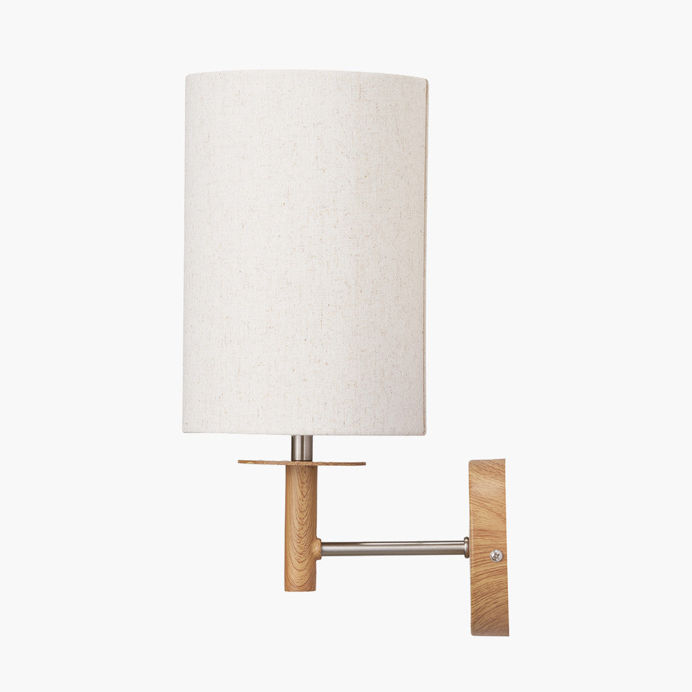 Bonham Natural Wood Veneer and Silver Metal Wall Light  Nicholas John Interiors