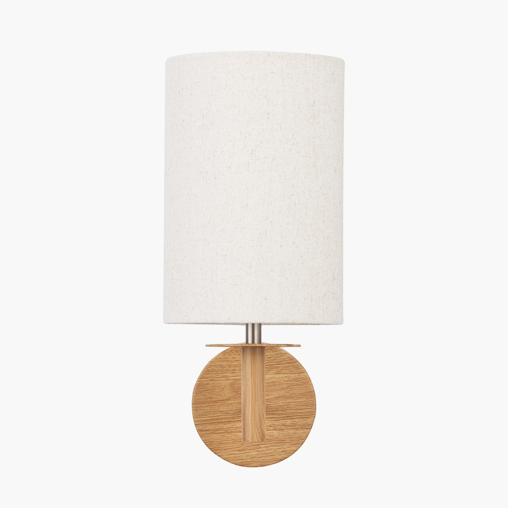 Bonham Natural Wood Veneer and Silver Metal Wall Light  Nicholas John Interiors