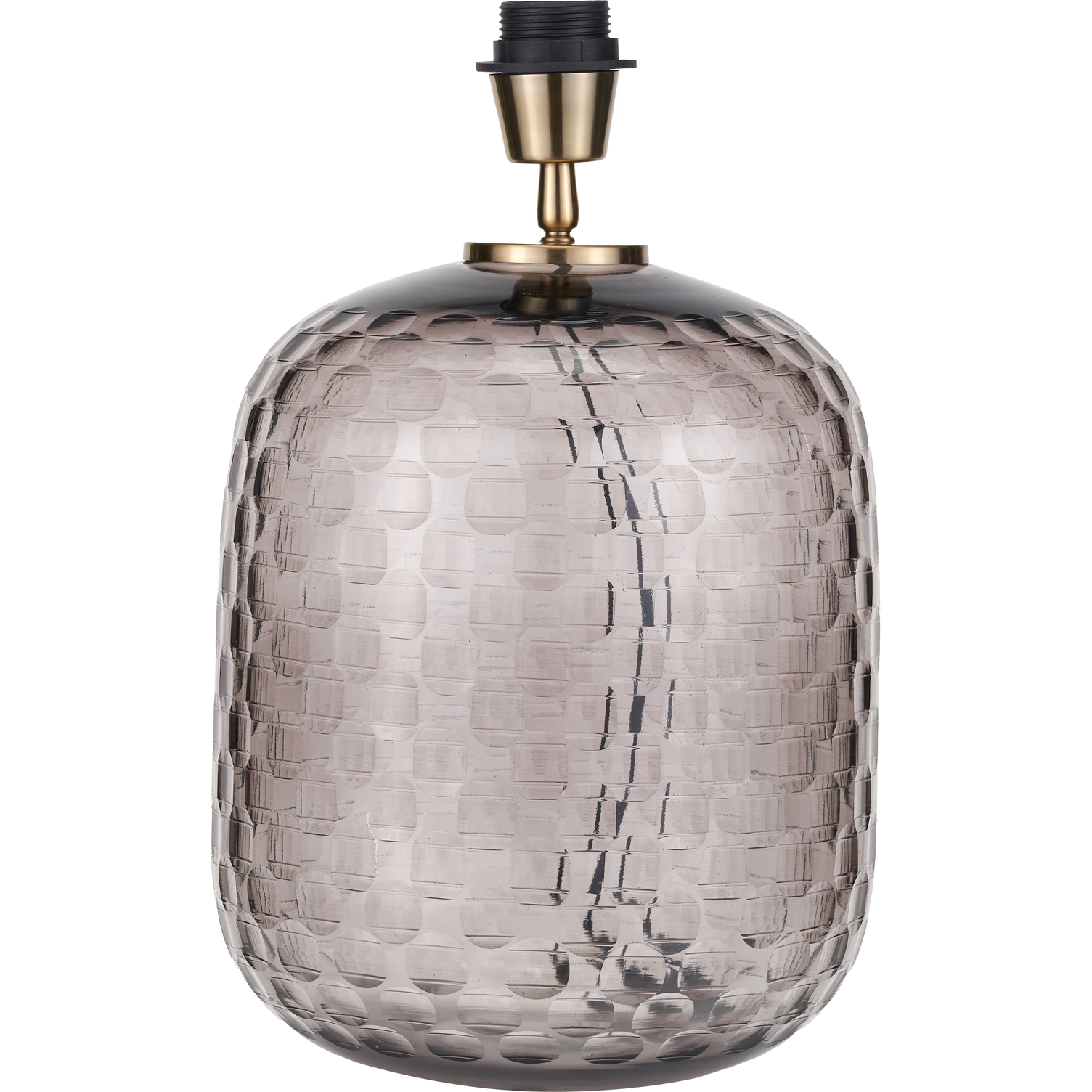 Camille Large Smoke Grey Circle Design Handcut Glass Table Lamp Base  Nicholas John Interiors
