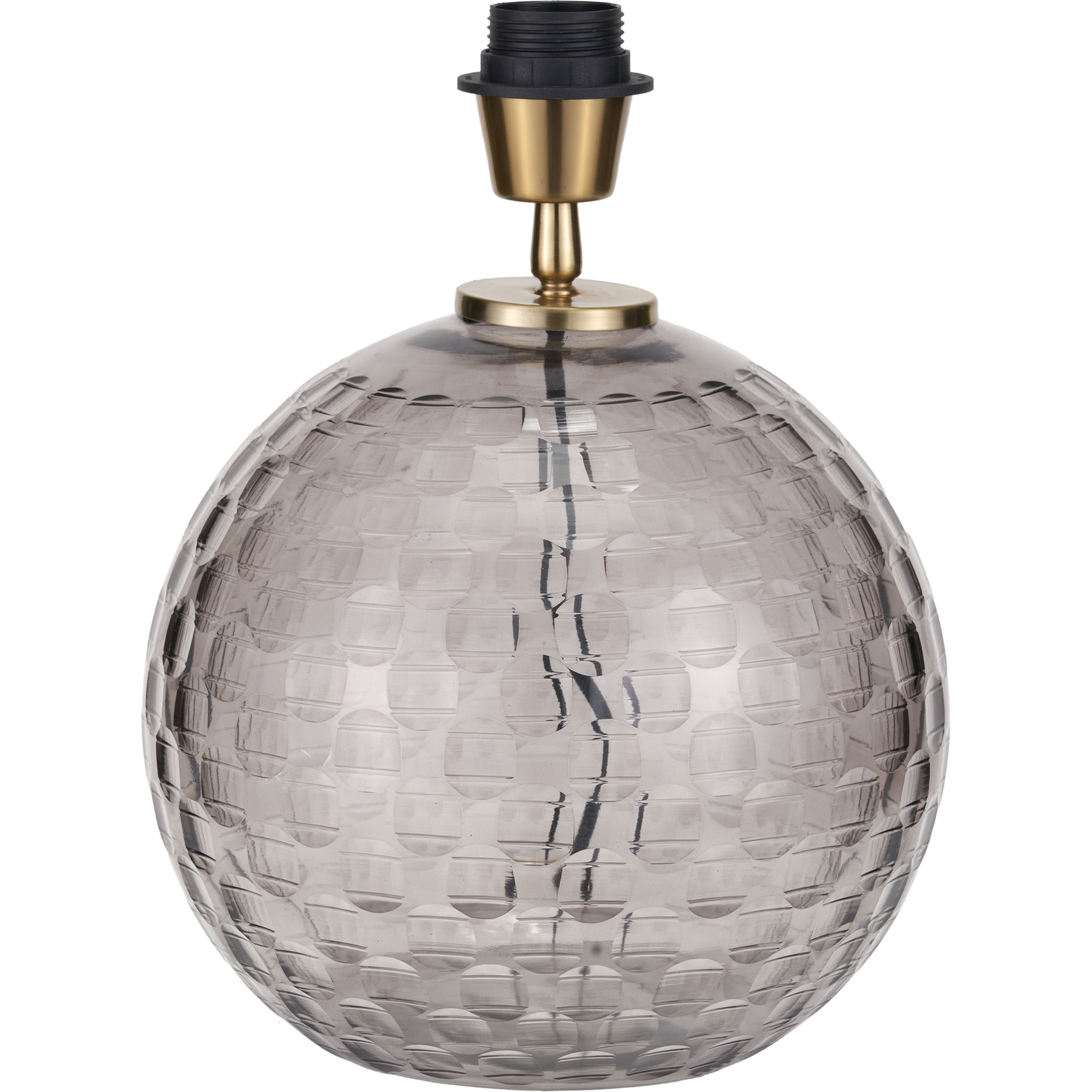 Camille Smoke Grey Circle Design Handcut Glass Table Lamp Base  Nicholas John Interiors