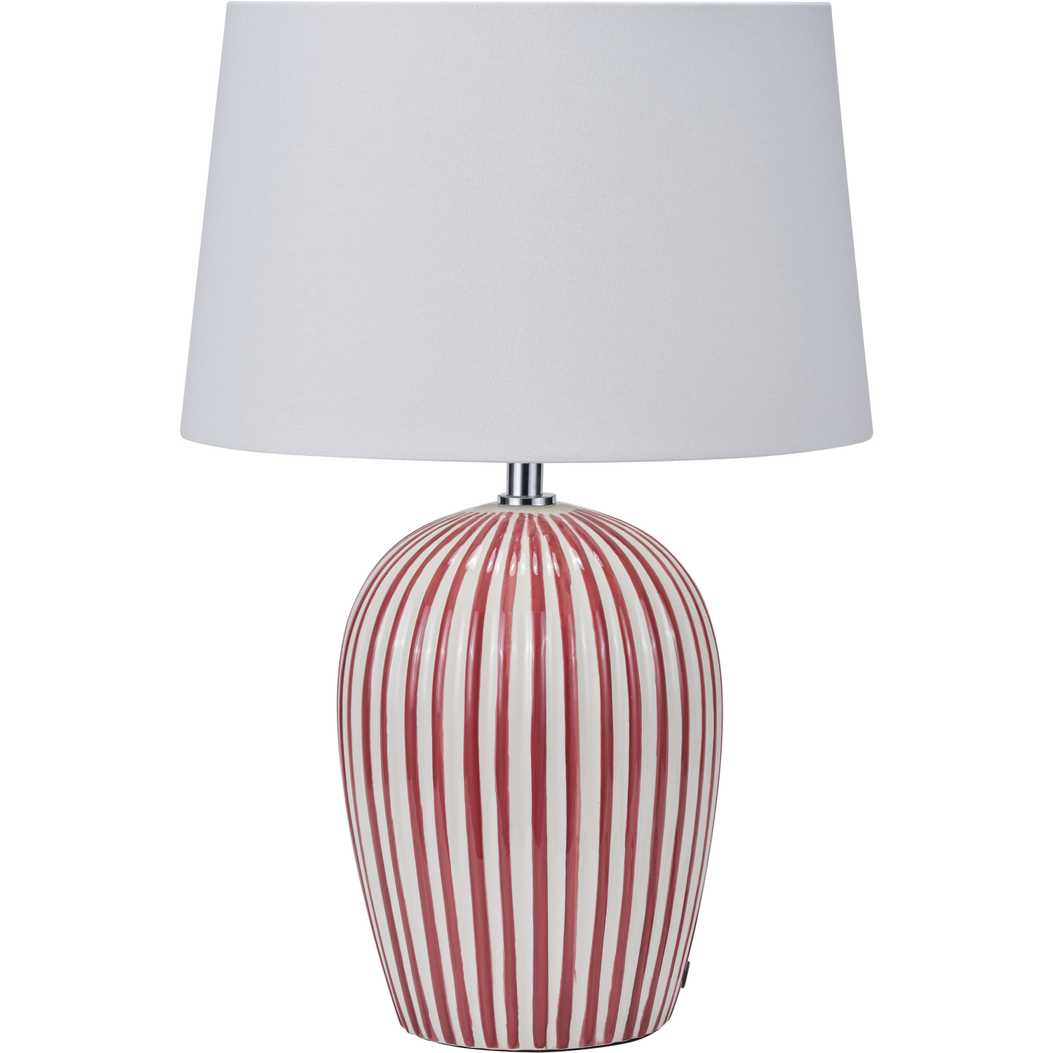 Cannes Mulberry and White Stripe Ceramic Table Lamp  Nicholas John Interiors