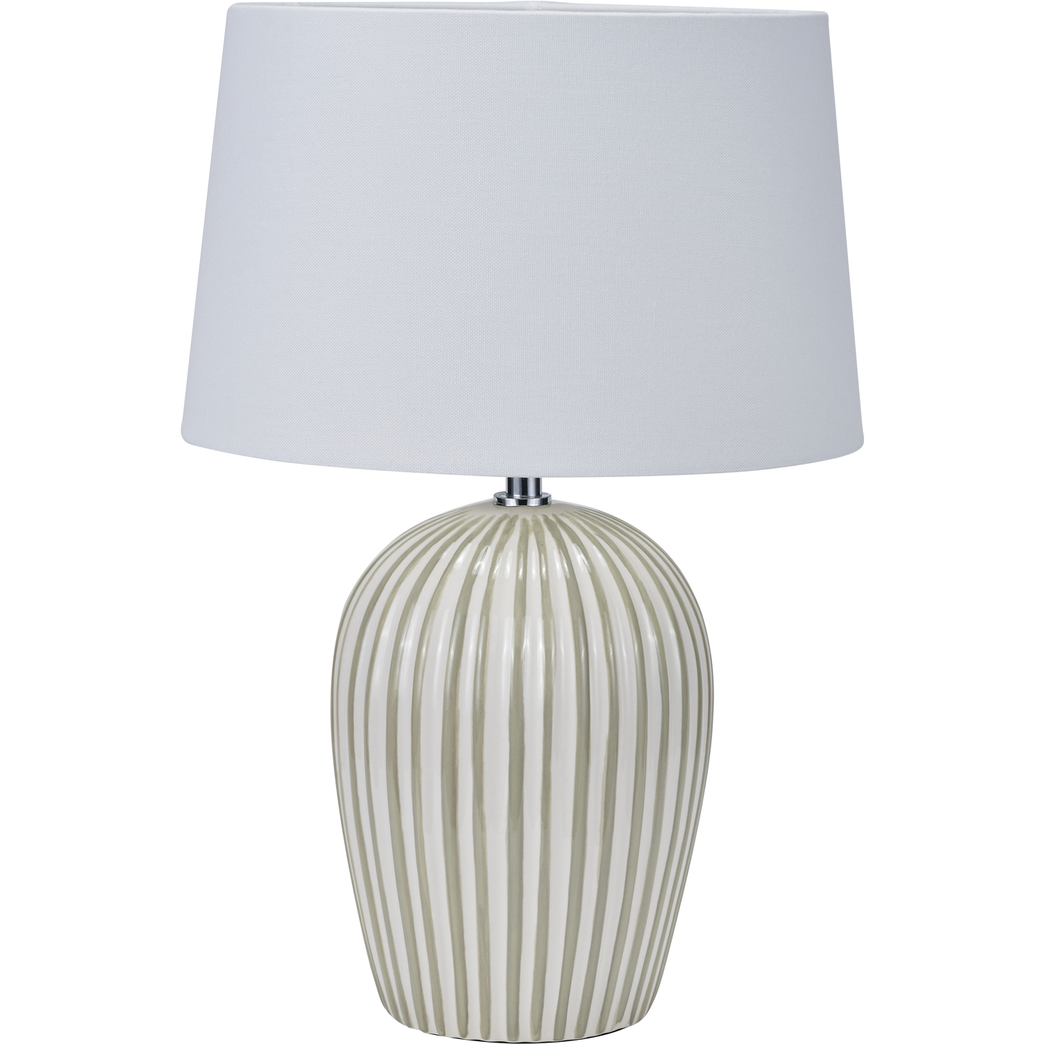 Cannes Sage and White Stripe Ceramic Table Lamp  Nicholas John Interiors