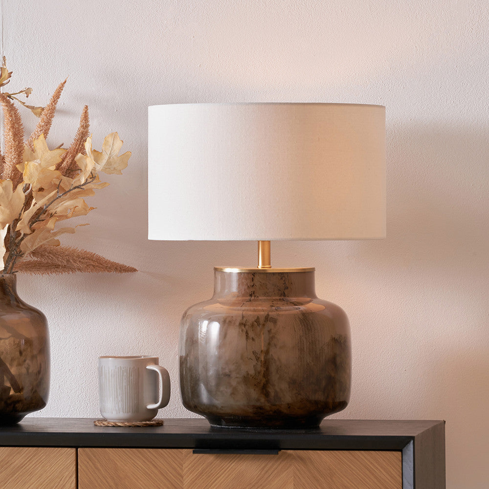 Cerdanya Brown and Beige Glass Table Lamp Base  Nicholas John Interiors