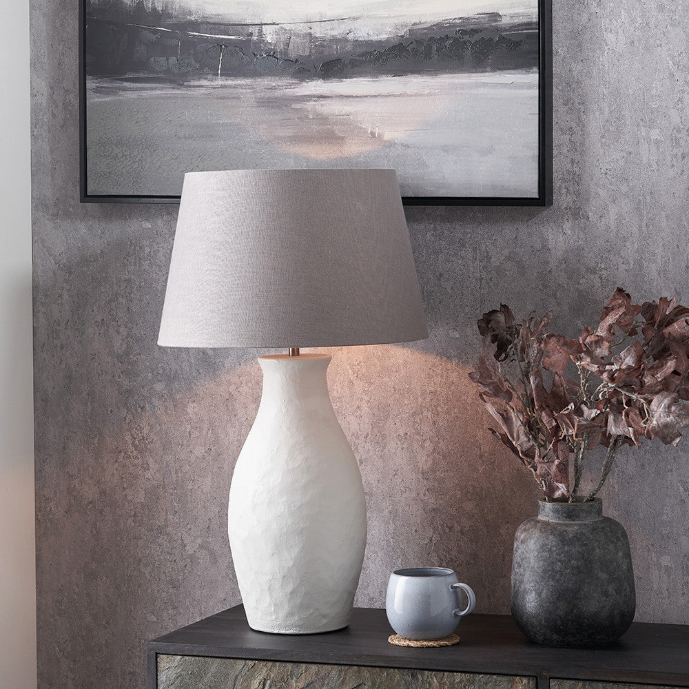 Eirene White Textured Stoneware Table Lamp Base  Nicholas John Interiors