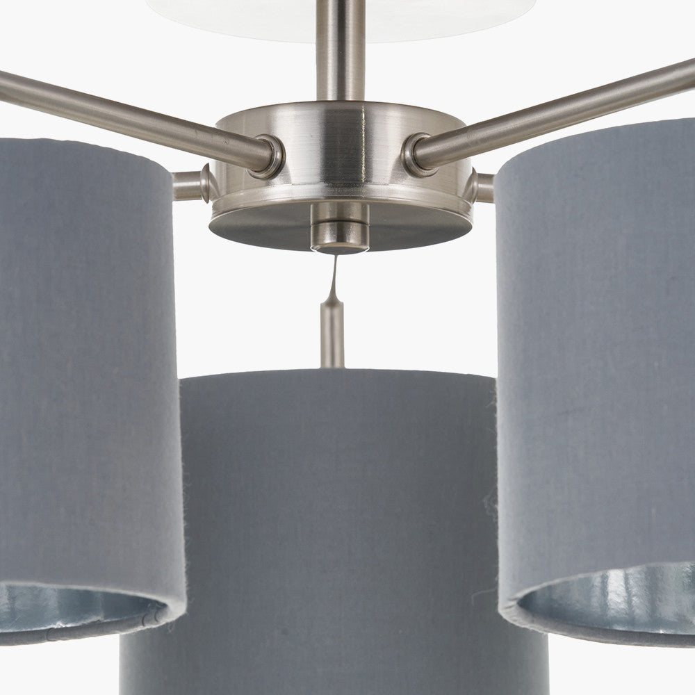 Elin 5 Light Pendant – Brushed Silver & Steel Grey  Nicholas John Interiors
