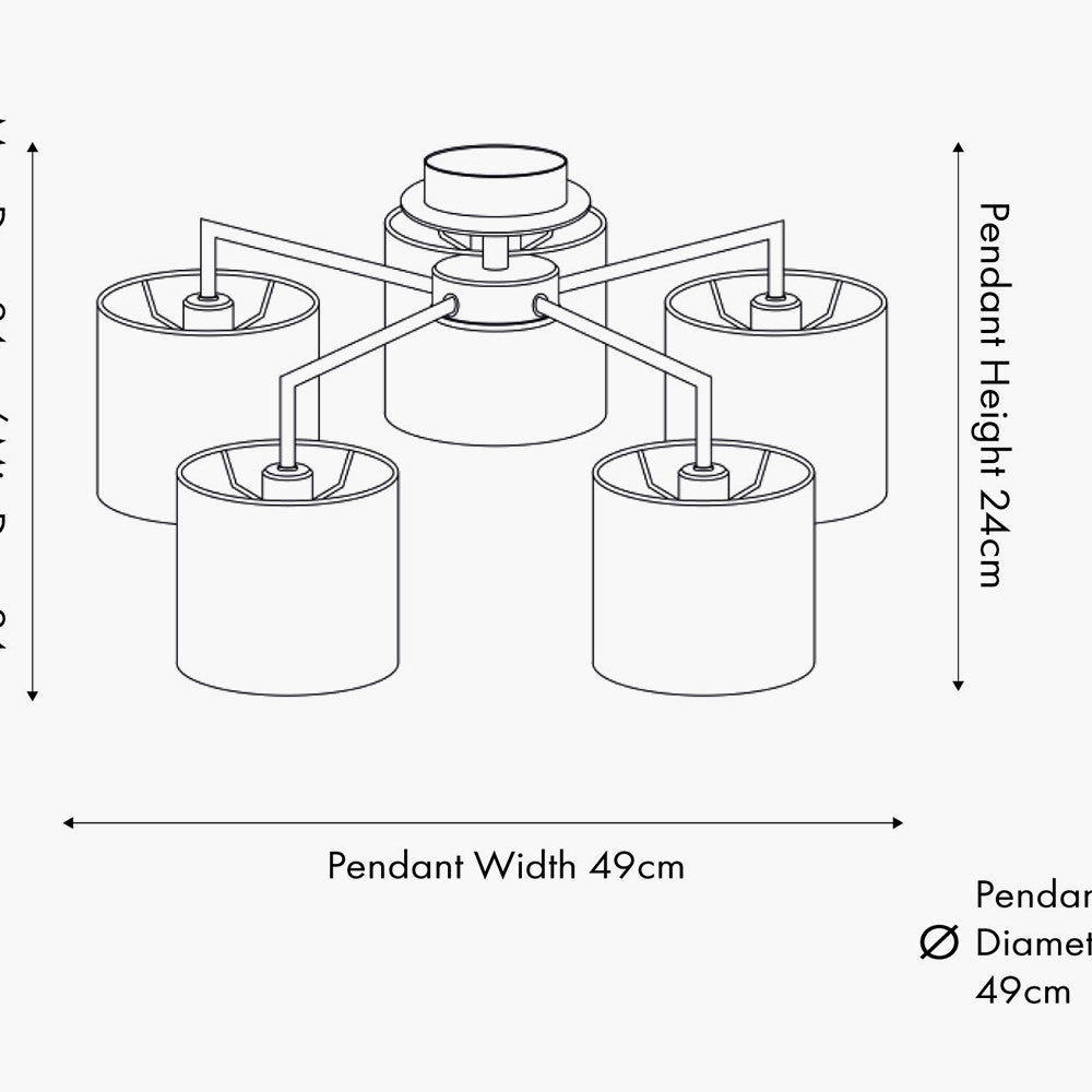 Elin 5 Light Pendant – Brushed Silver & Steel Grey  Nicholas John Interiors