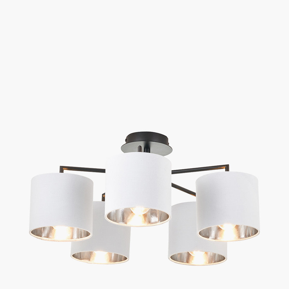 Elin 5 Light Pendant – Matt Black & Ivory  Nicholas John Interiors