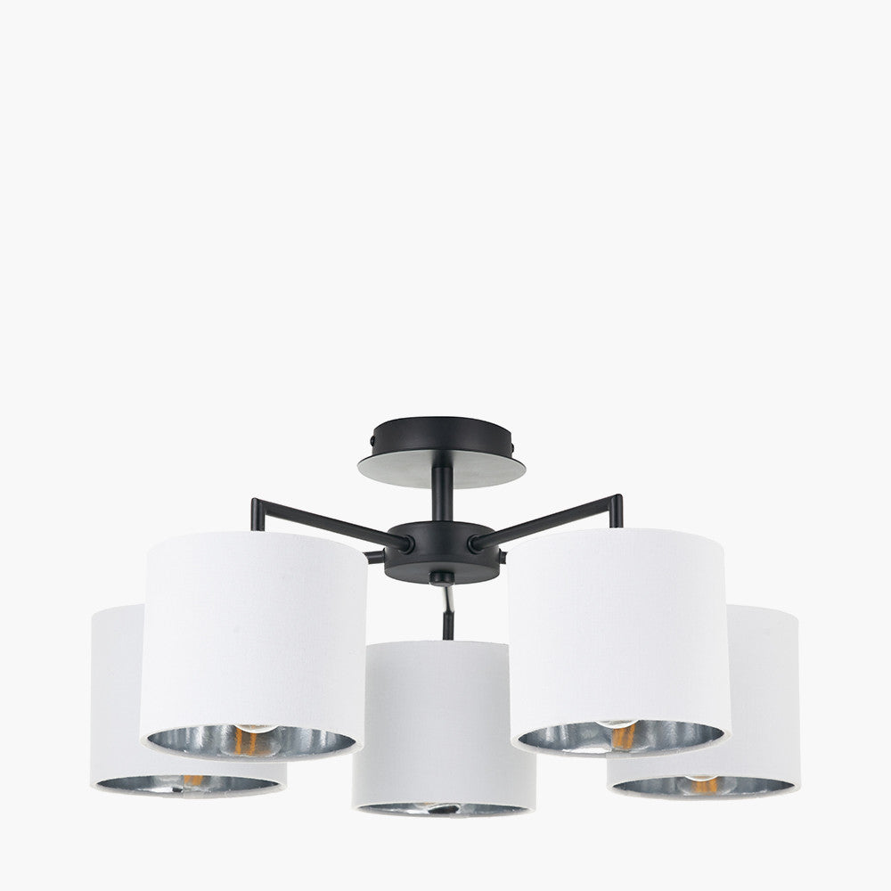 Elin 5 Light Pendant – Matt Black & Ivory  Nicholas John Interiors
