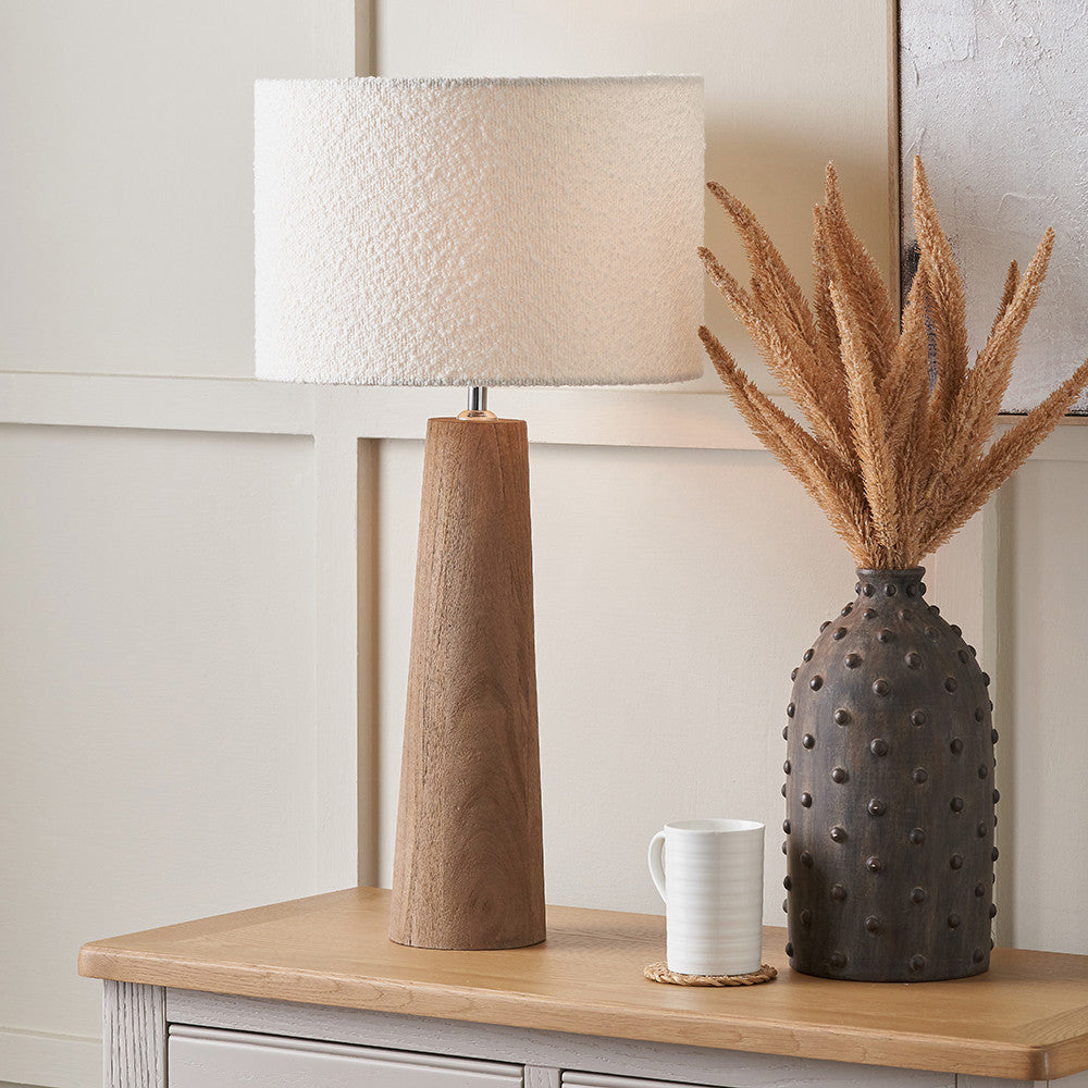 Esha Natural Conical Wood Table Lamp Base  Nicholas John Interiors