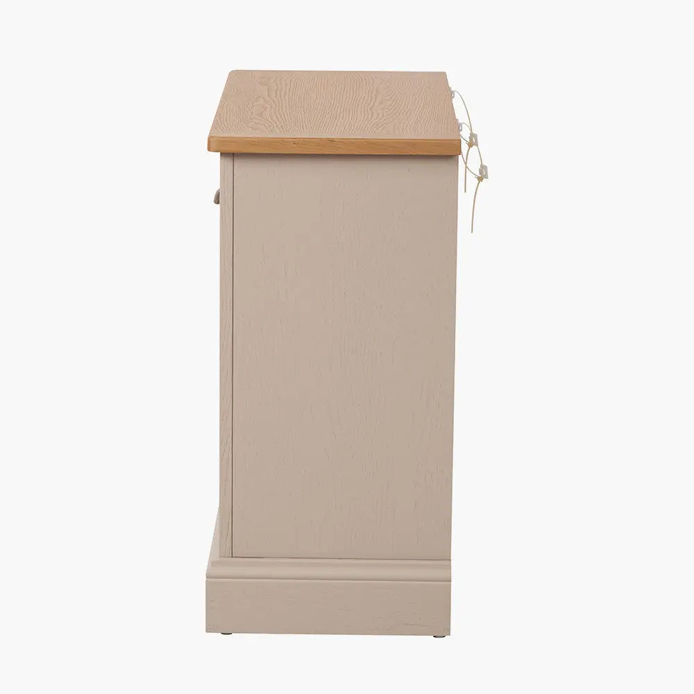 Fairford Parchment White Pine and Oak Wood 2 Drawer Console Table  Nicholas John Interiors