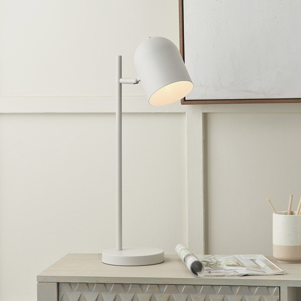 Finn Grey Metal Cloche Headed Table Lamp  Nicholas John Interiors