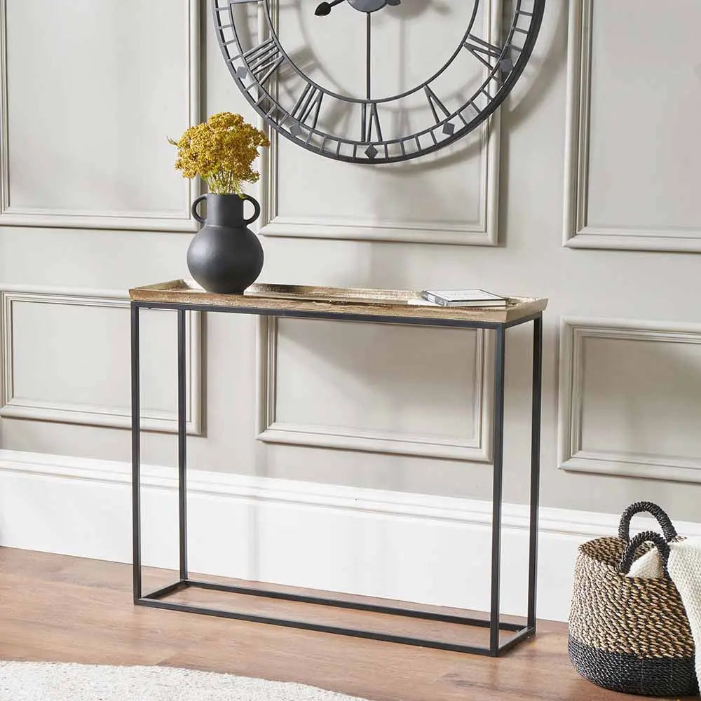 Franklin Gold Cast and Black Metal Console Table  Nicholas John Interiors