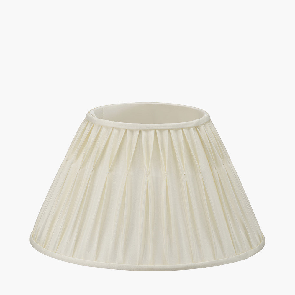 Garbo 45cm Cream Silk Mix Pinch Pleat Tapered Lampshade  Nicholas John Interiors