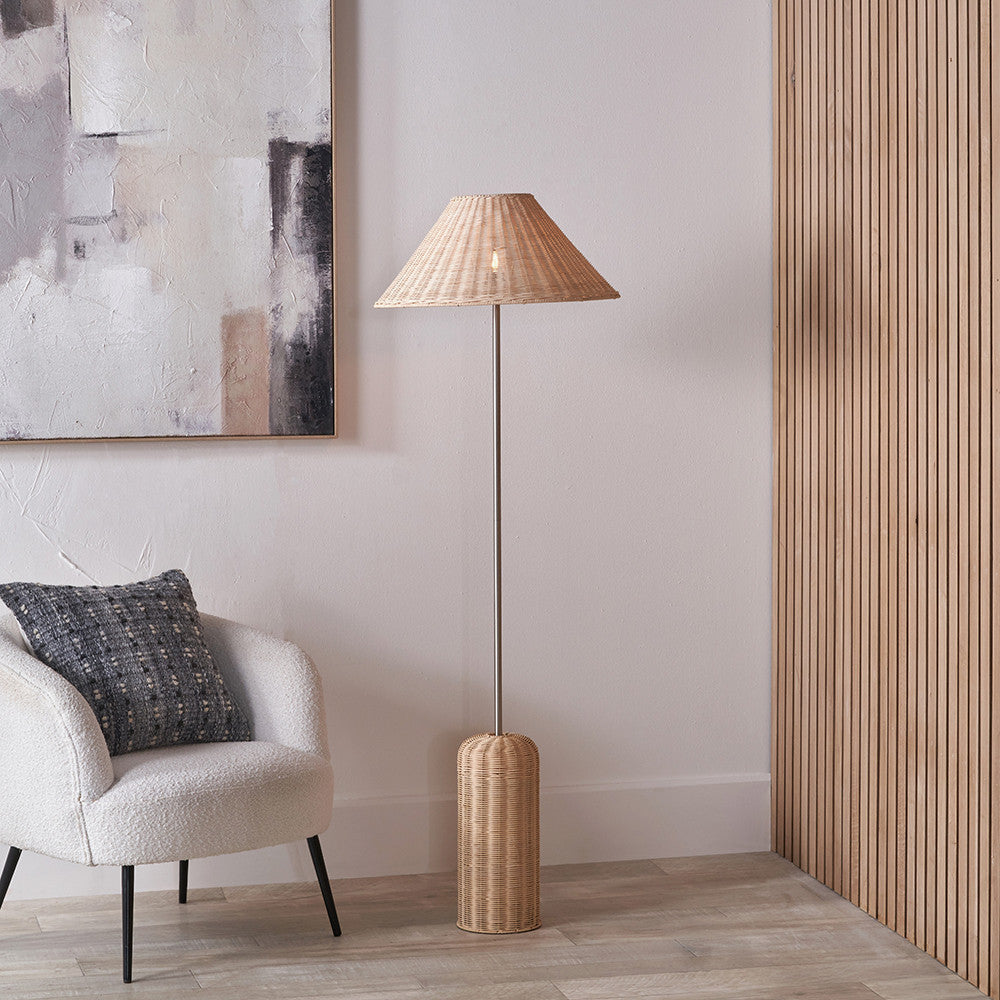 Hali Rattan Base and Shade Floor Lamp  Nicholas John Interiors