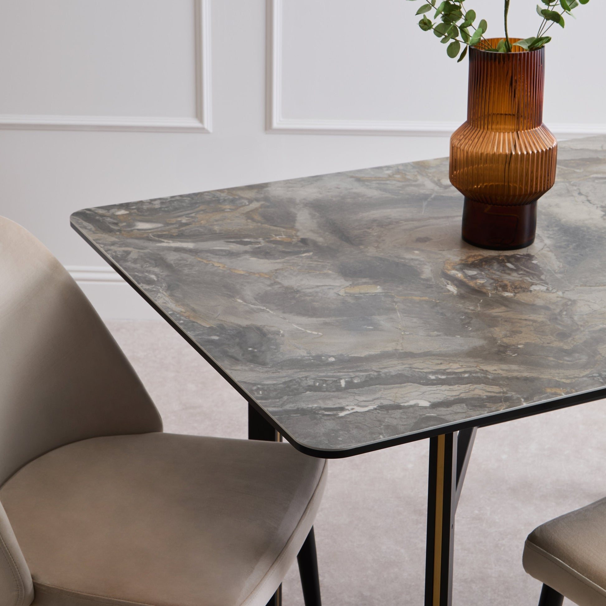 Impero Ceramic Marble Effect Rectangular Dining Table  Nicholas John Interiors