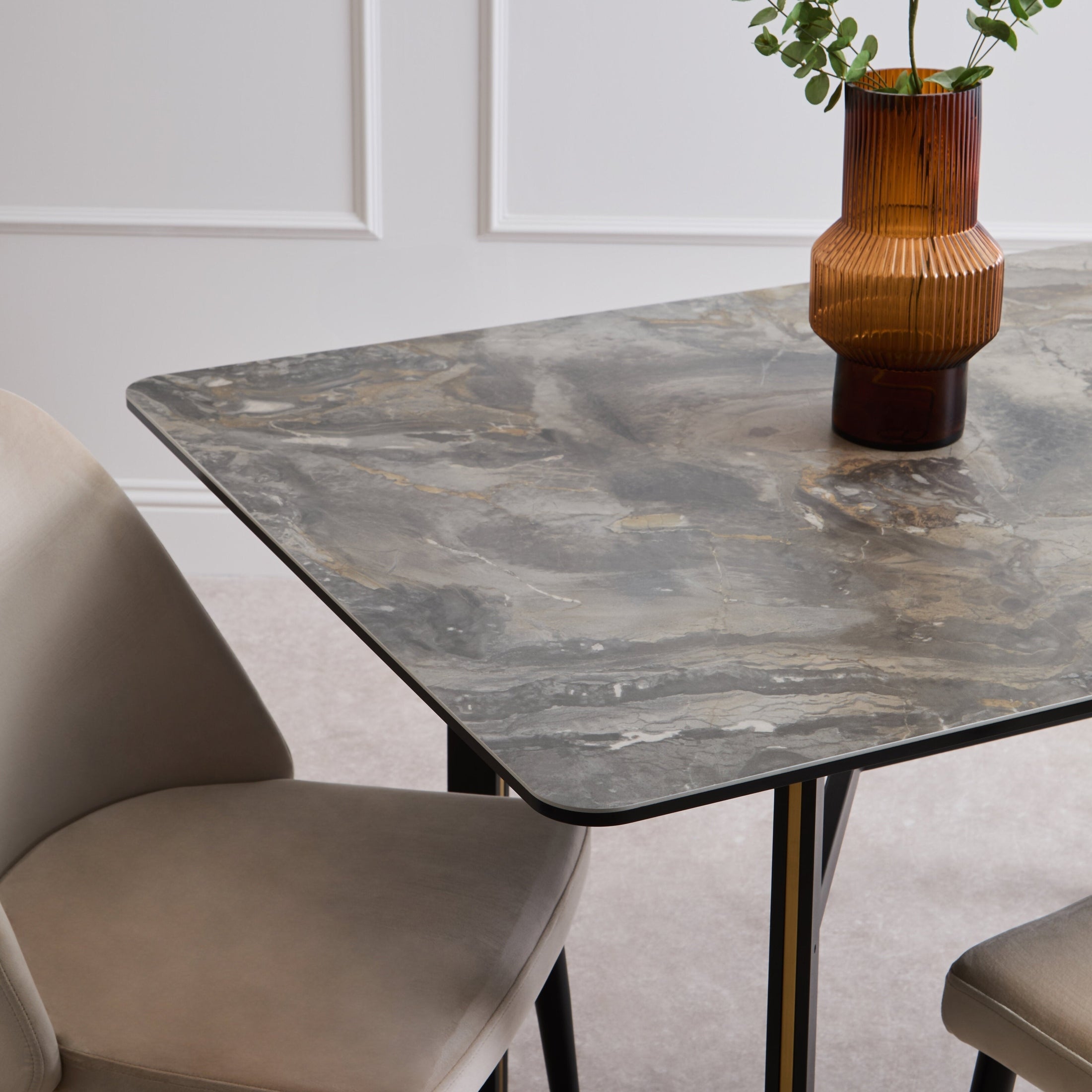 Impero Ceramic Marble Effect Rectangular Dining Table  Nicholas John Interiors