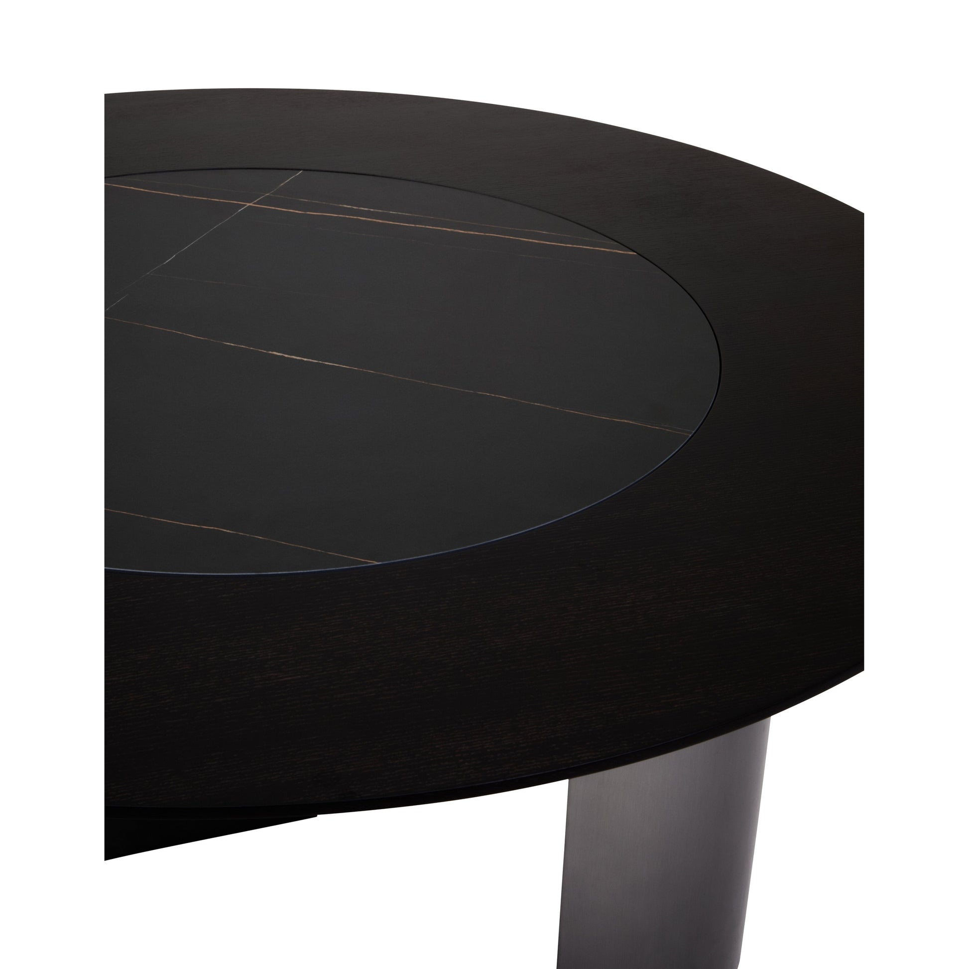 Impero Round Veneer Dining Table with Ceramic Lazy Susan  Nicholas John Interiors