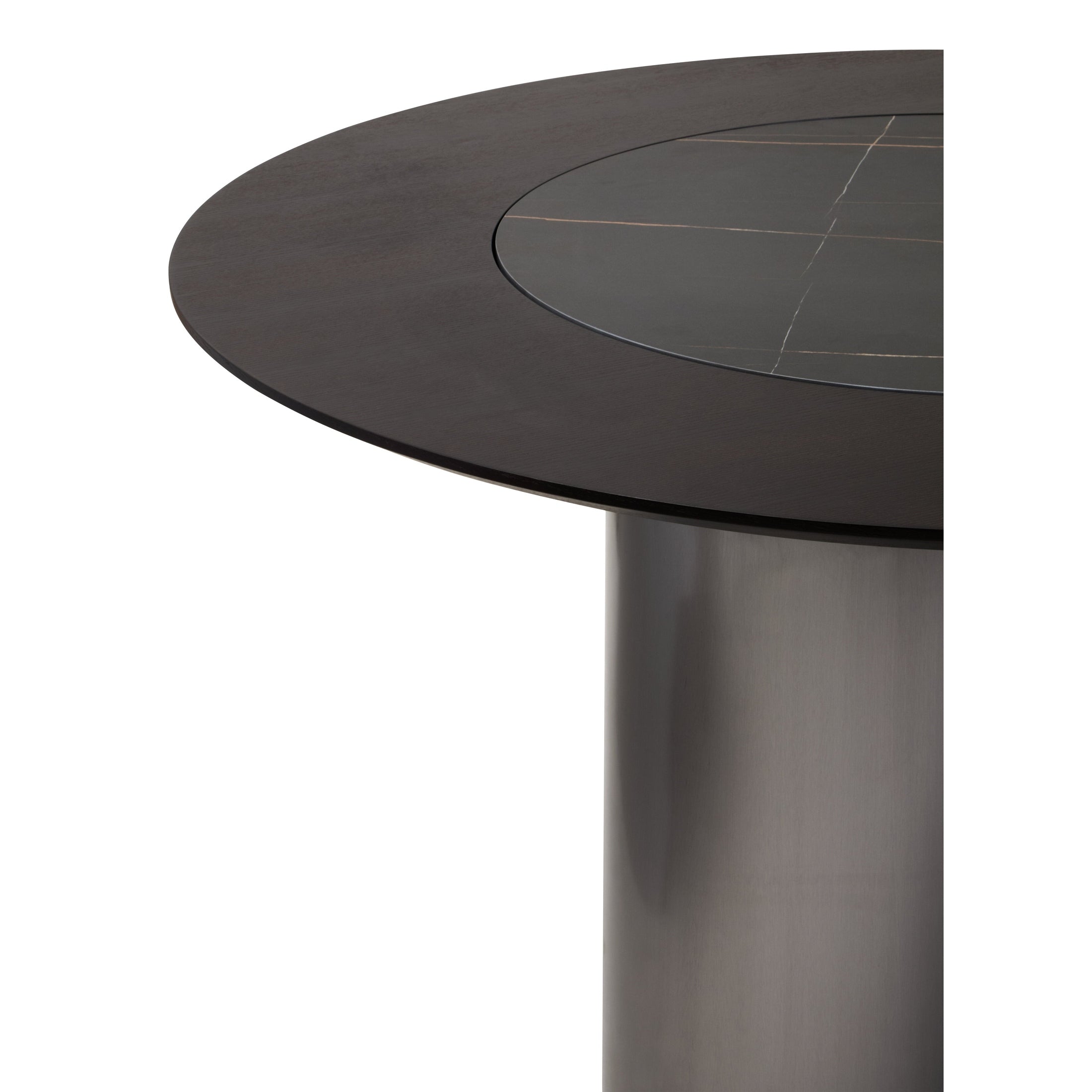 Impero Round Veneer Dining Table with Ceramic Lazy Susan  Nicholas John Interiors