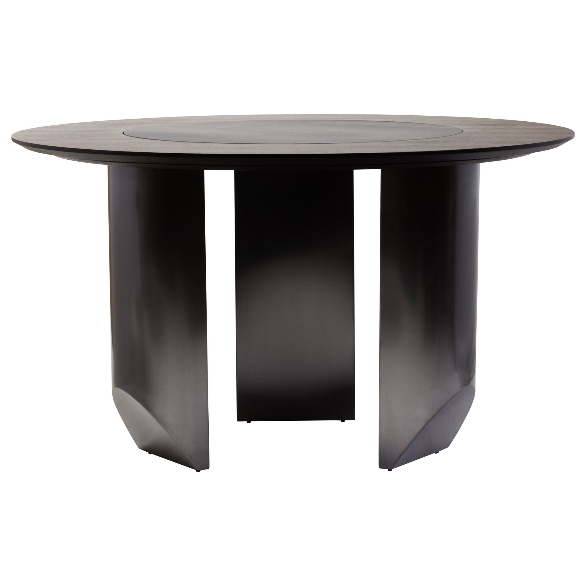 Impero Round Veneer Dining Table with Ceramic Lazy Susan  Nicholas John Interiors