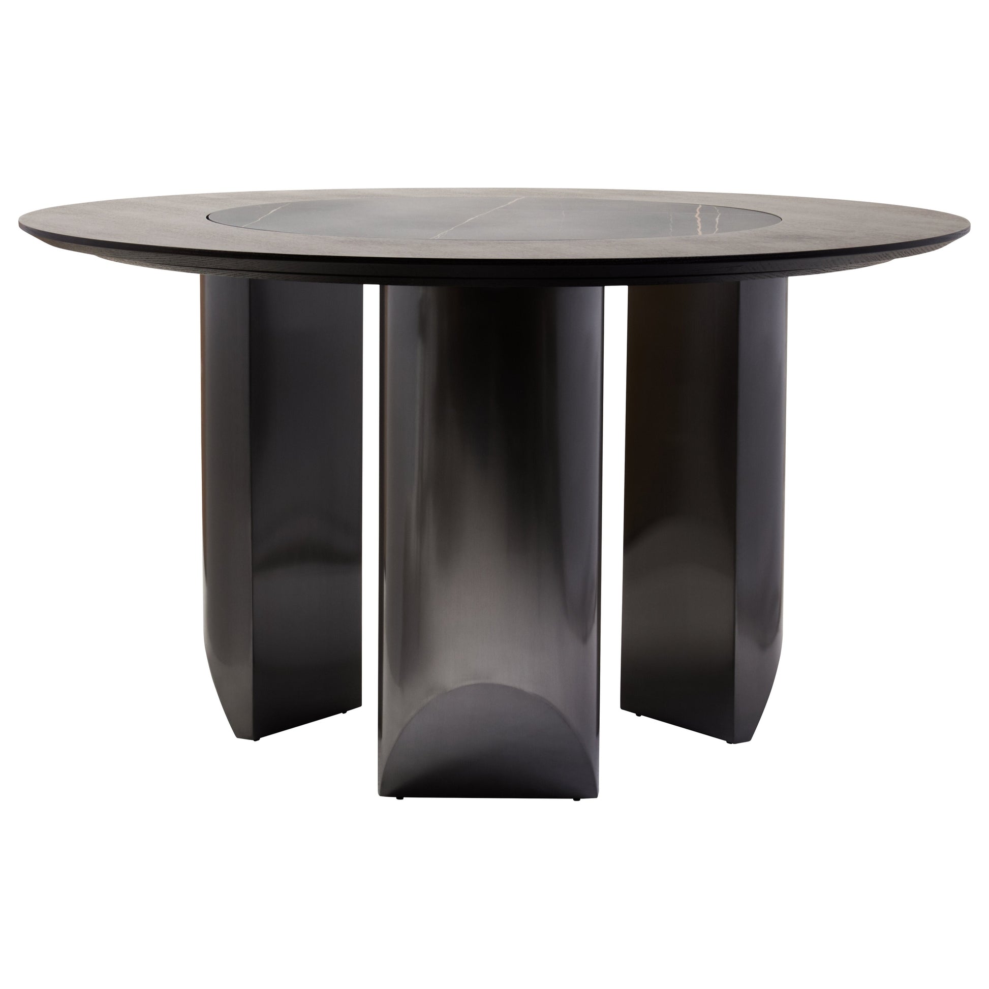 Impero Round Veneer Dining Table with Ceramic Lazy Susan  Nicholas John Interiors