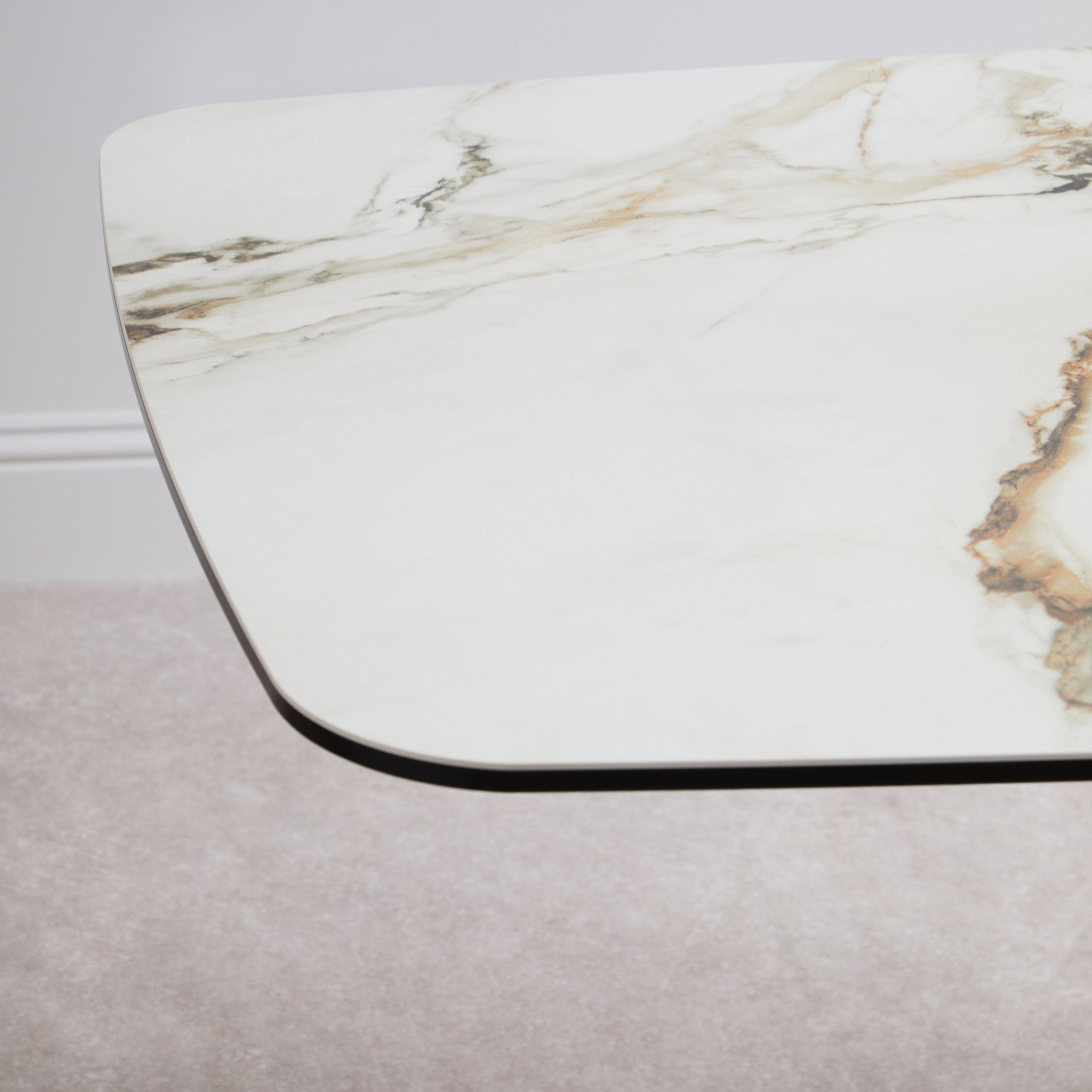 Impero White Ceramic Marble Effect Rectangular Dining Table  Nicholas John Interiors