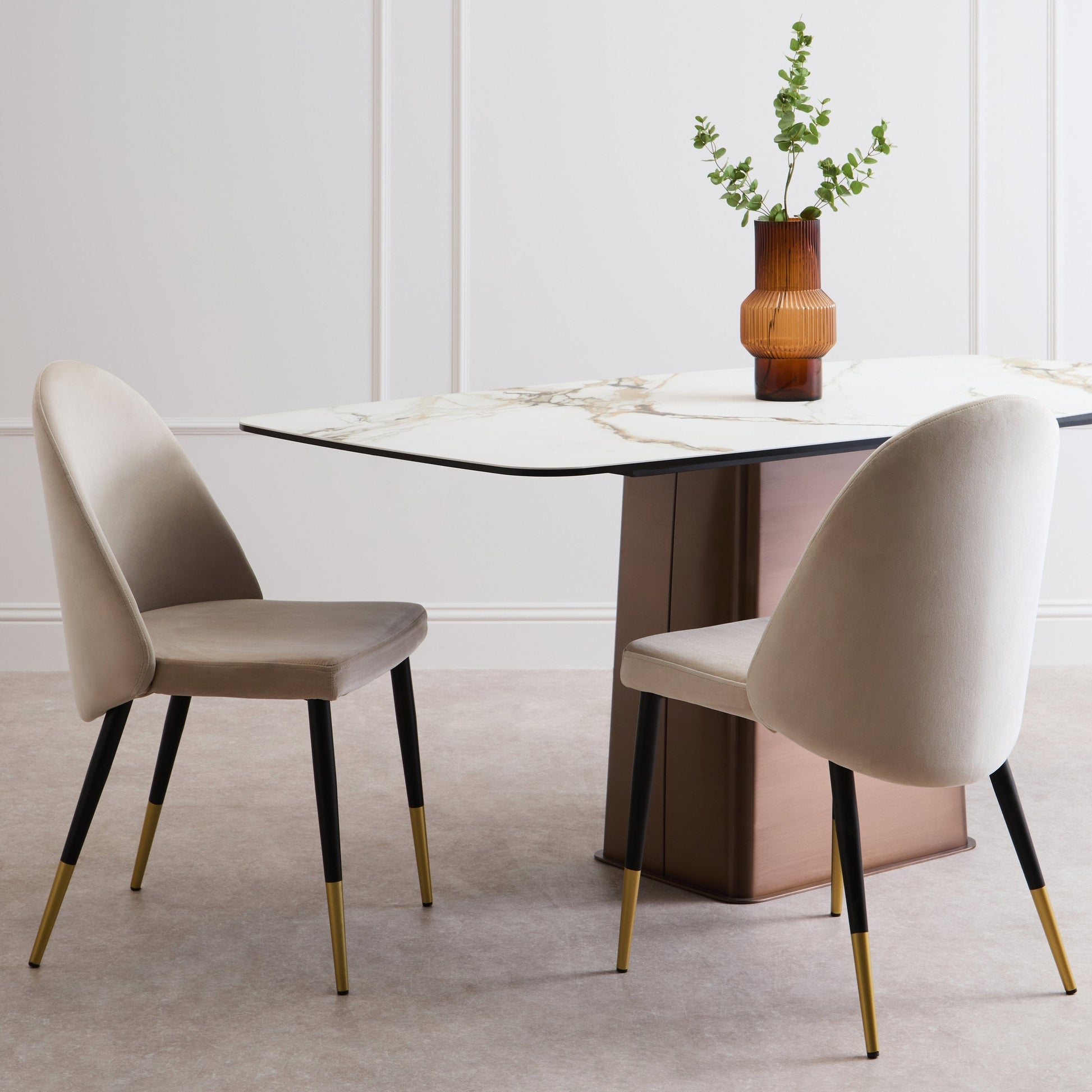 Impero White Ceramic Marble Effect Rectangular Dining Table  Nicholas John Interiors