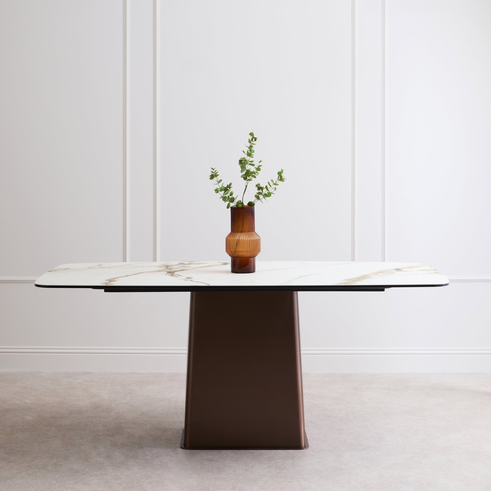 Impero White Ceramic Marble Effect Rectangular Dining Table  Nicholas John Interiors