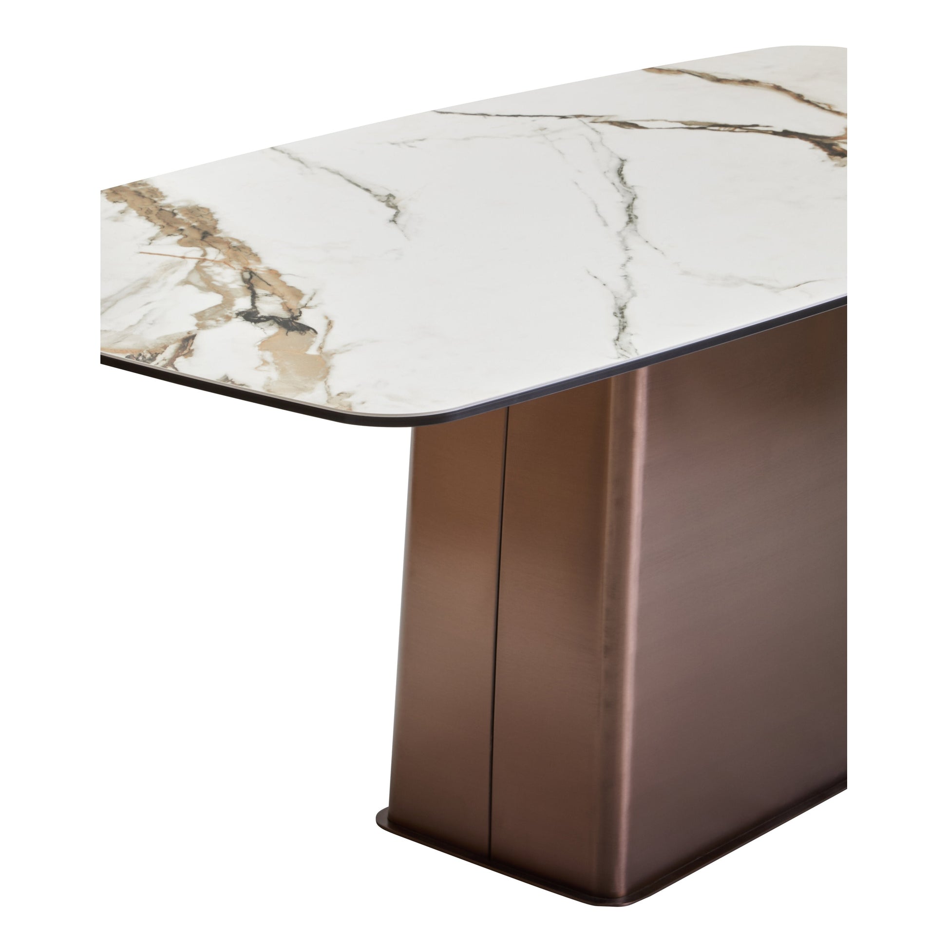 Impero White Ceramic Marble Effect Rectangular Dining Table  Nicholas John Interiors