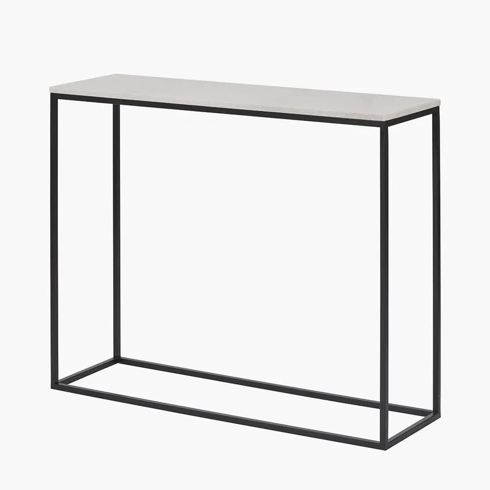 Kalani White Marble and Black Metal Rectangular Console Table  Nicholas John Interiors