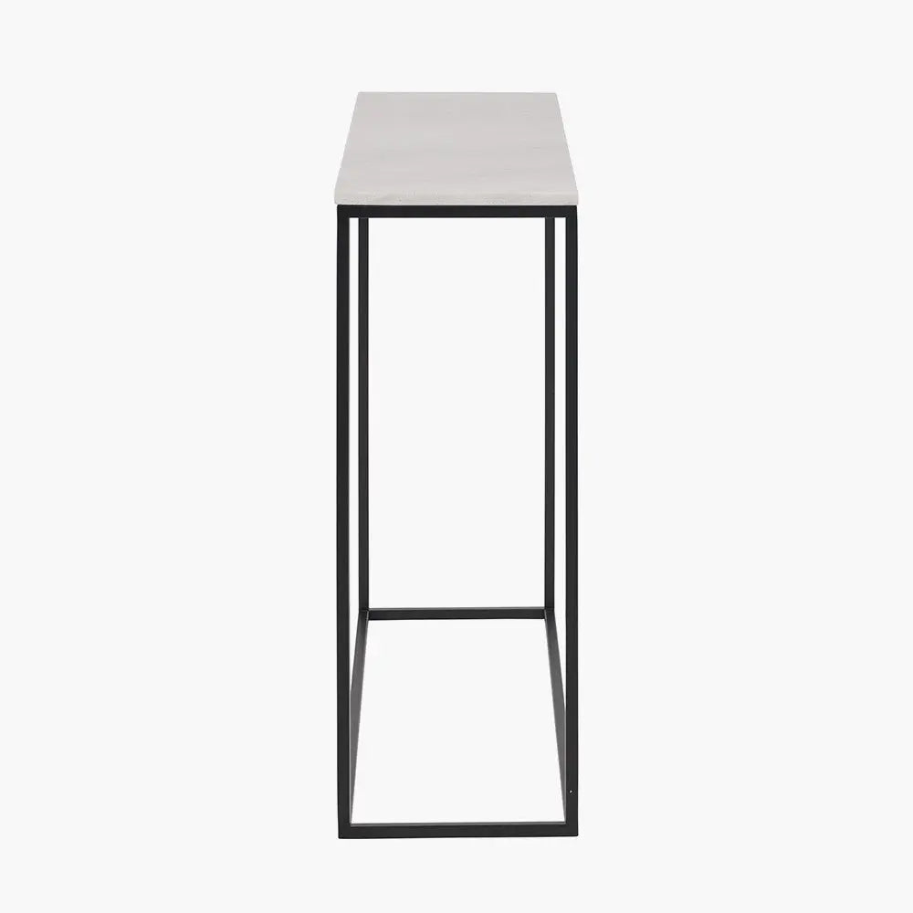 Kalani White Marble and Black Metal Rectangular Console Table  Nicholas John Interiors