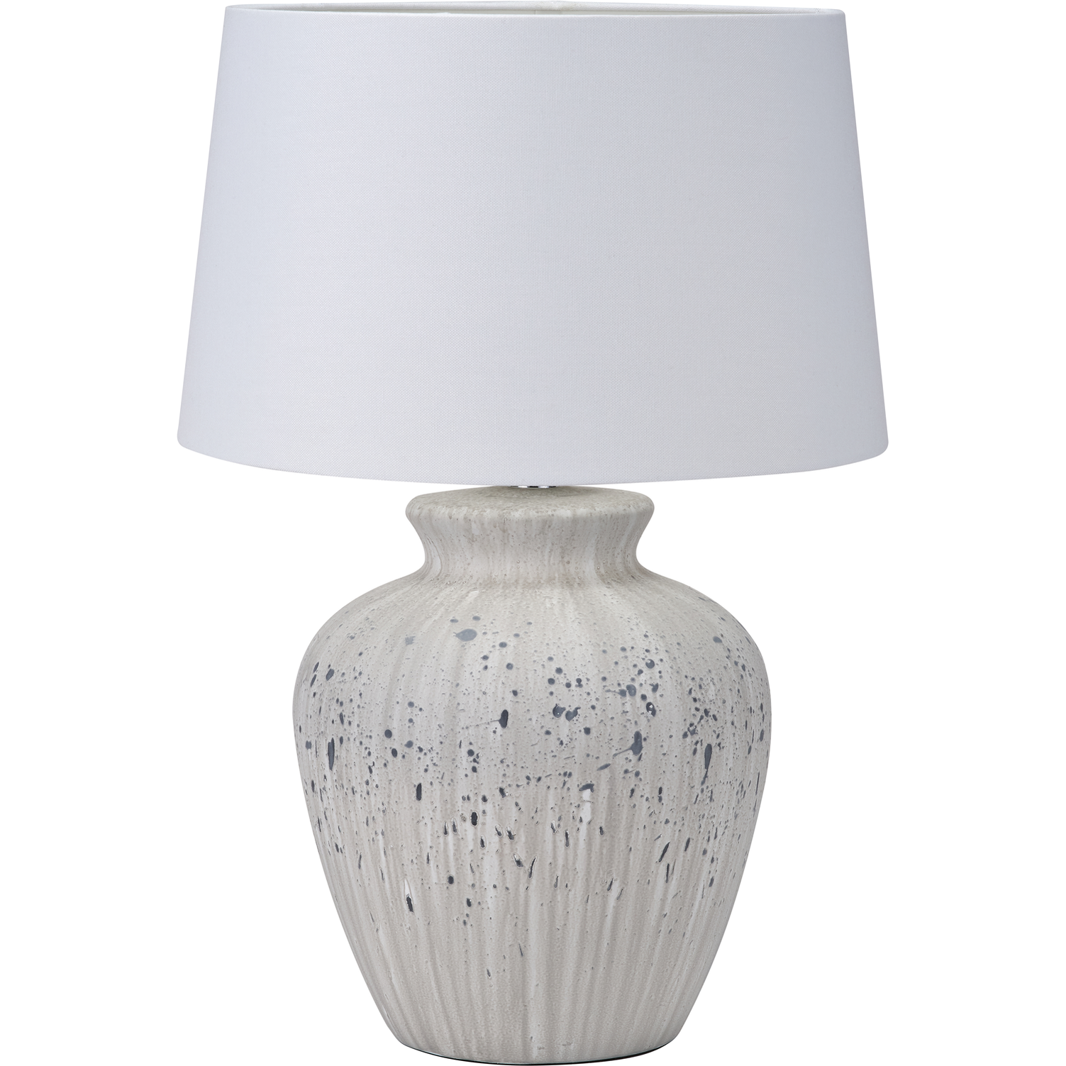 Kalli White and Grey Flecked Ceramic Table Lamp  Nicholas John Interiors