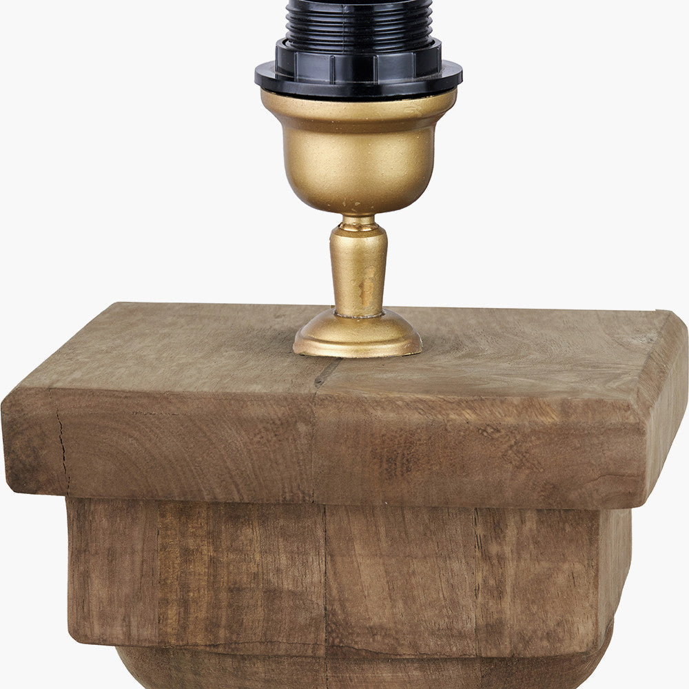 Kavya Antique Brown Turned Wood Table Lamp Base  Nicholas John Interiors