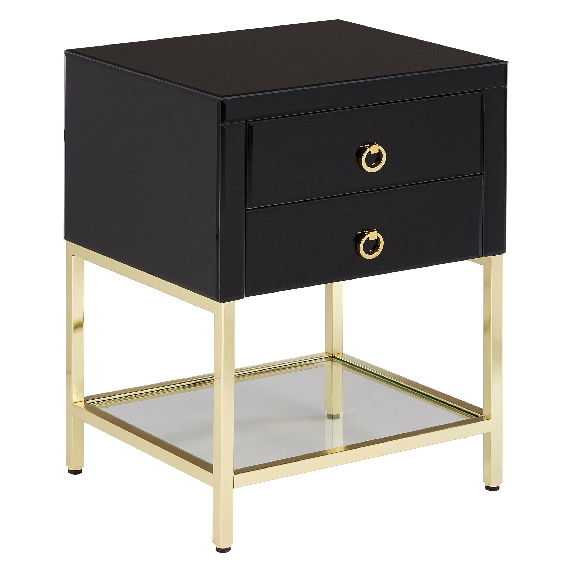 Kenswick Townhouse Black 2 Drawer Side Table  Nicholas John Interiors