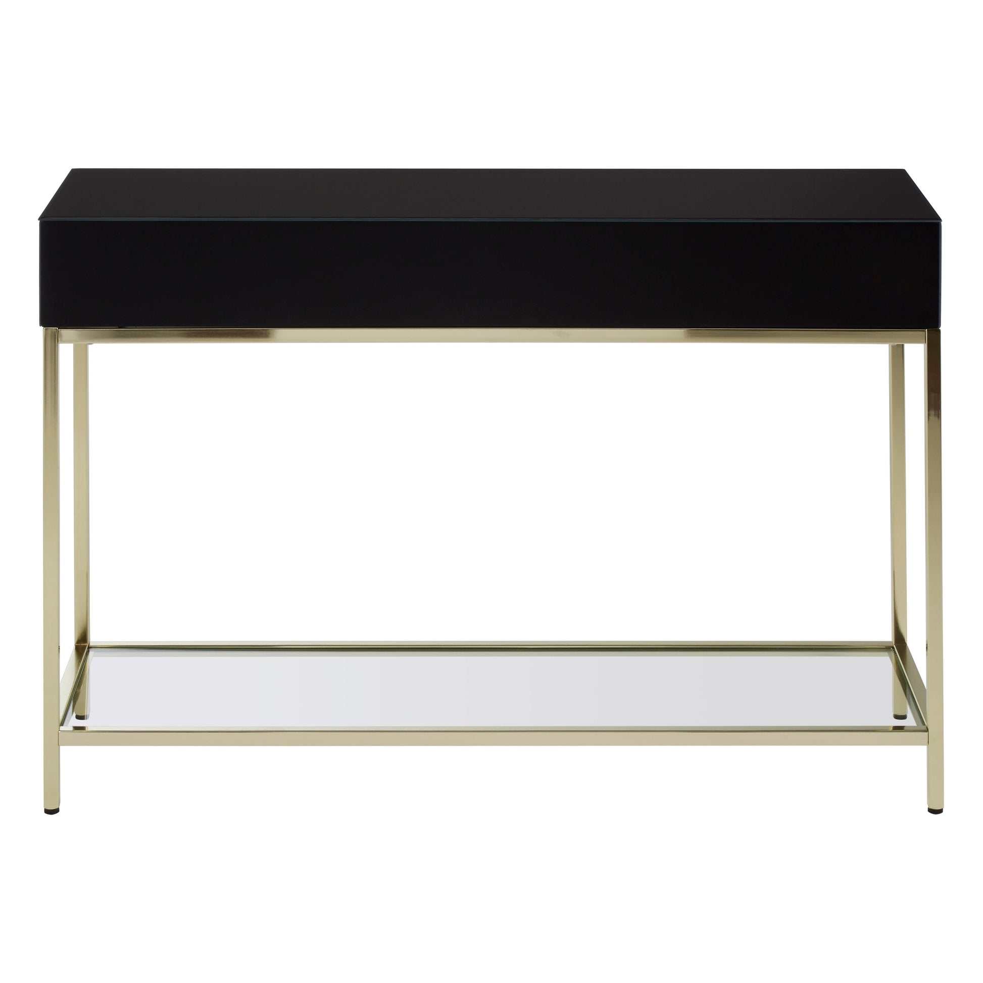 Kenswick Townhouse Black Mirror Console Table with Gold Frame  Nicholas John Interiors