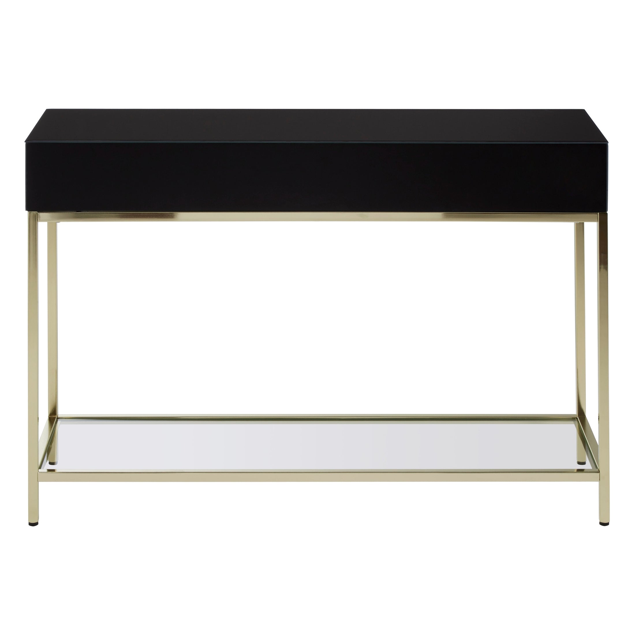 Kenswick Townhouse Black Mirror Console Table with Gold Frame  Nicholas John Interiors