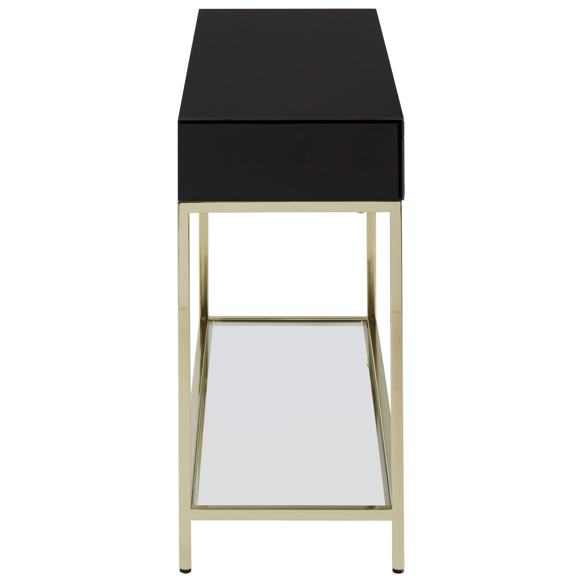 Kenswick Townhouse Black Mirror Console Table with Gold Frame  Nicholas John Interiors