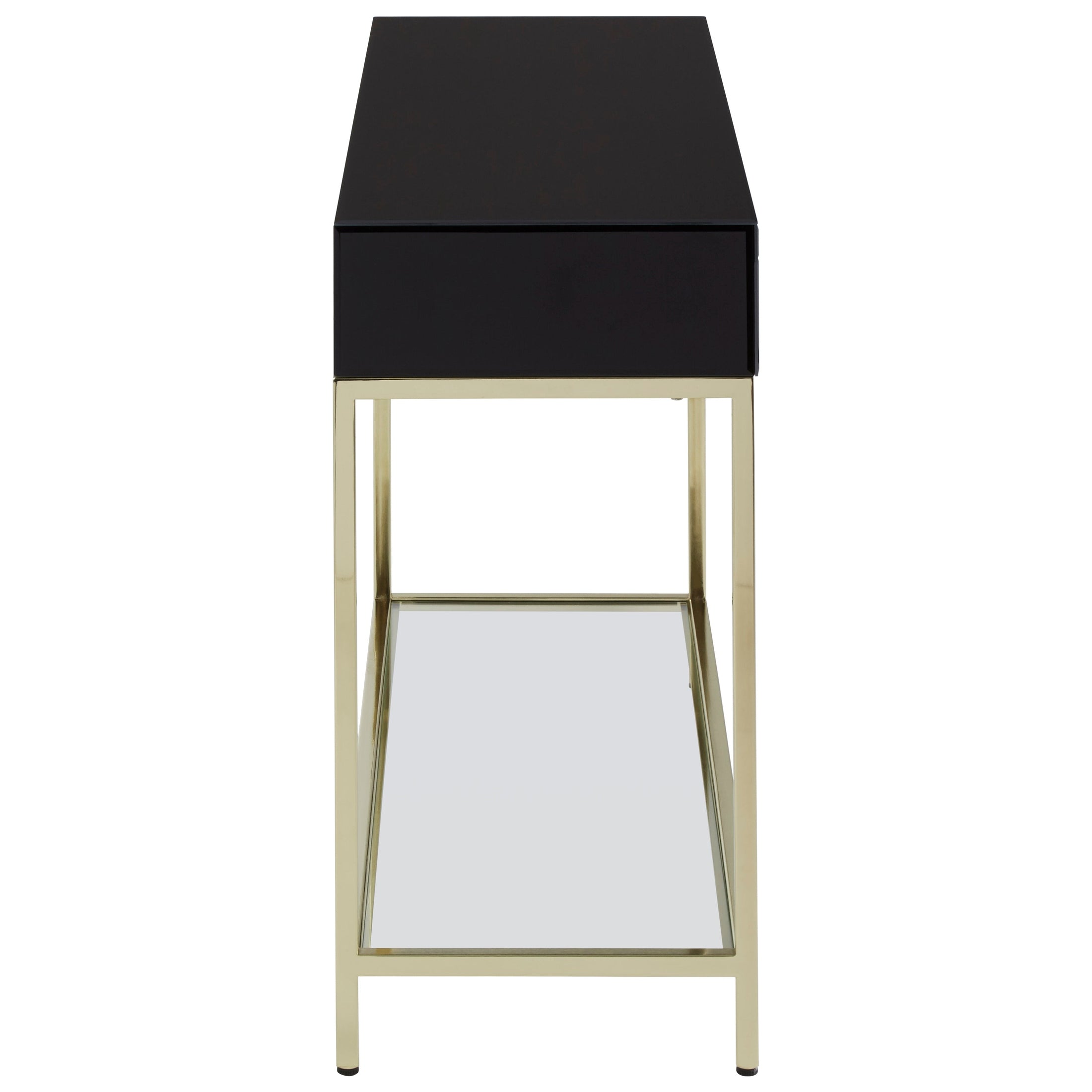 Kenswick Townhouse Black Mirror Console Table with Gold Frame  Nicholas John Interiors