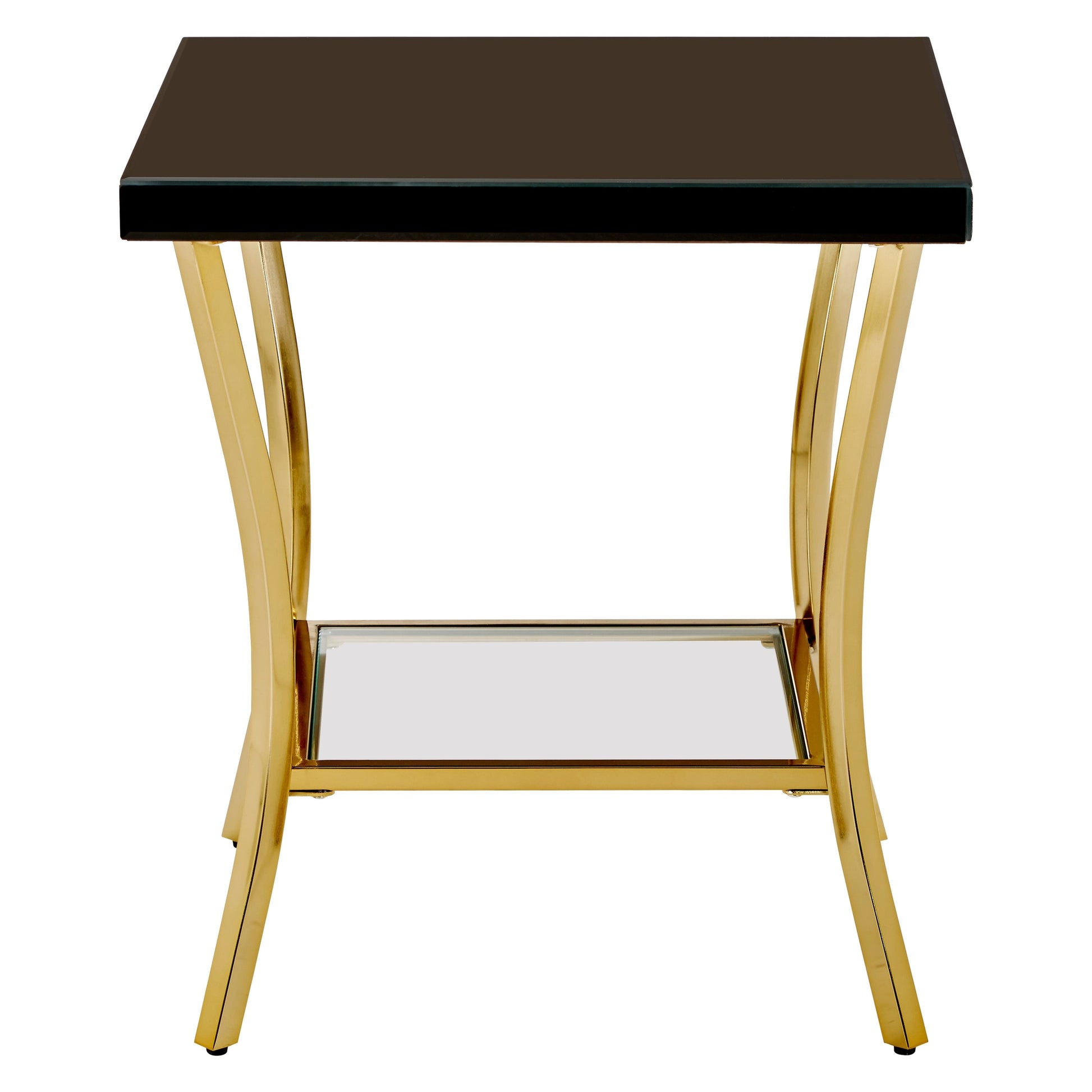 Kenswick Townhouse Black Mirror Side Table with Gold Legs  Nicholas John Interiors