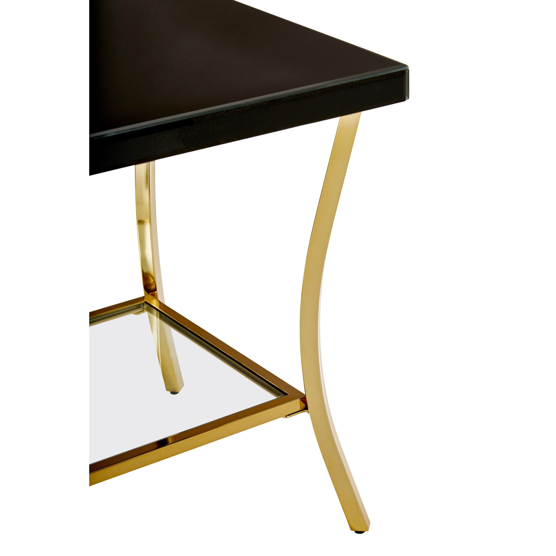 Kenswick Townhouse Black Mirror Side Table with Gold Legs  Nicholas John Interiors